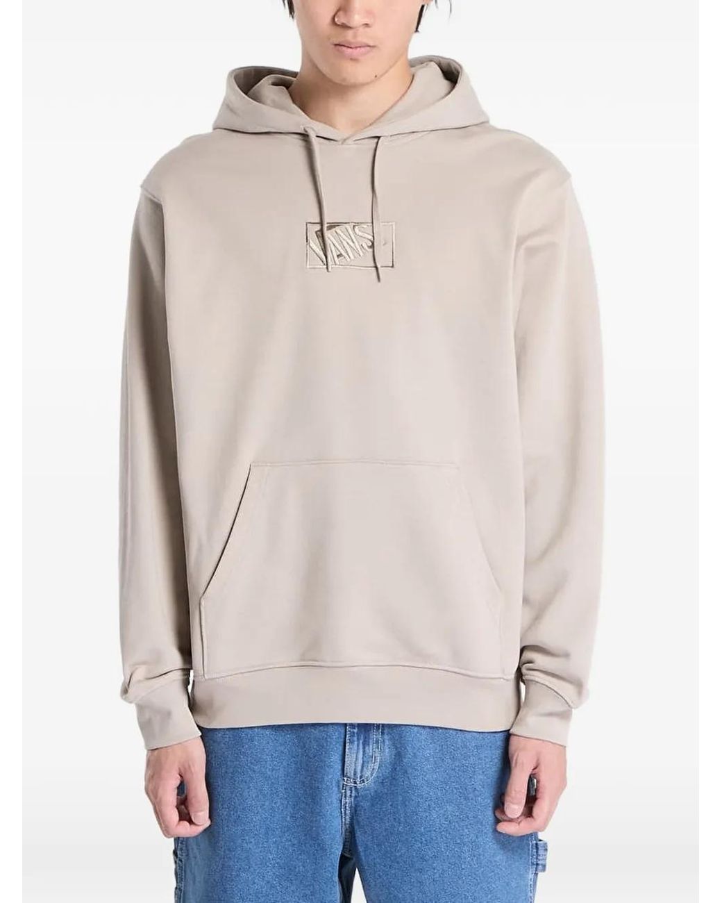 Vans White Logo-Embroidered Drawstring Hoodie for men