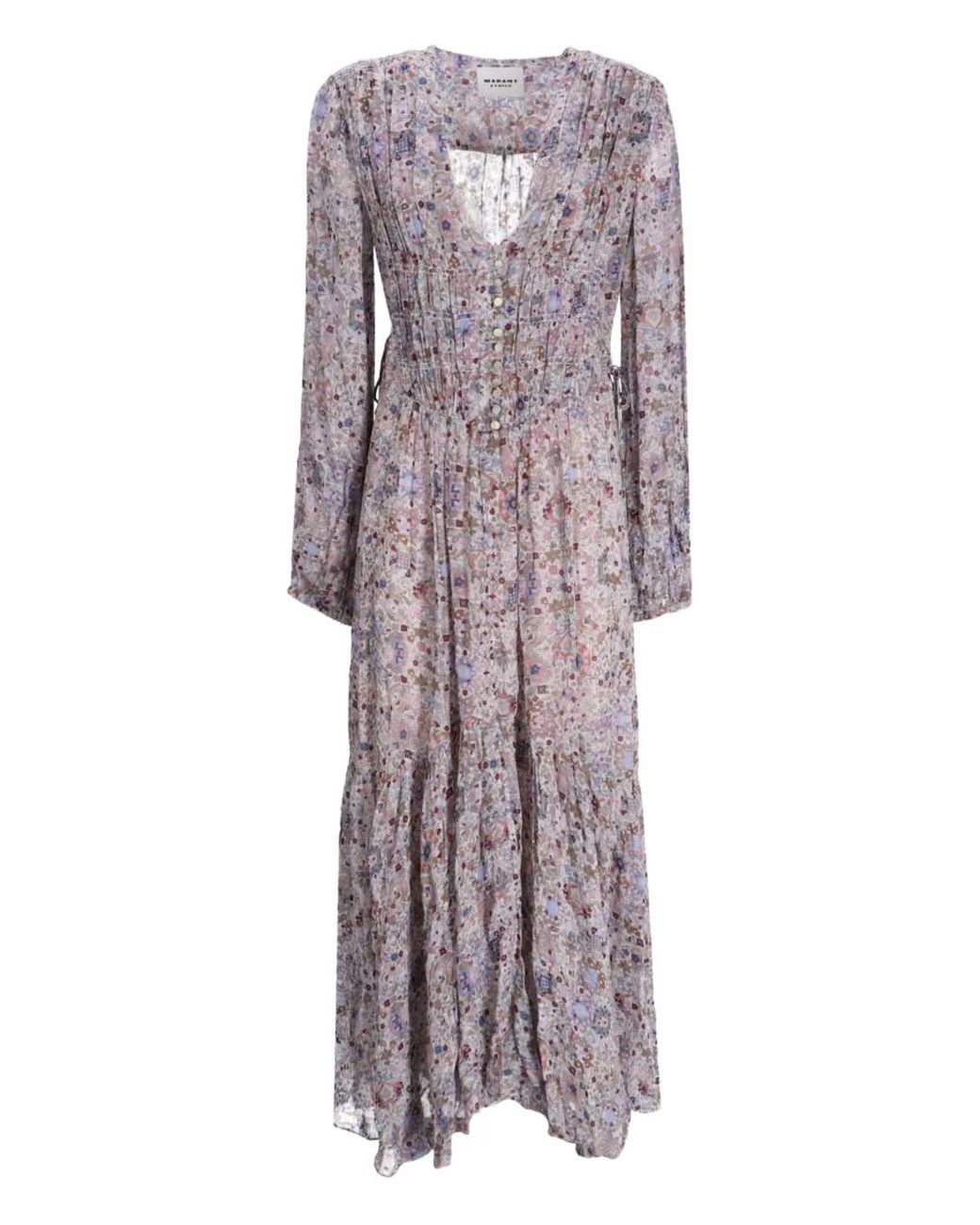 Isabel Marant Purple Floral-Pattern Maxi Dress