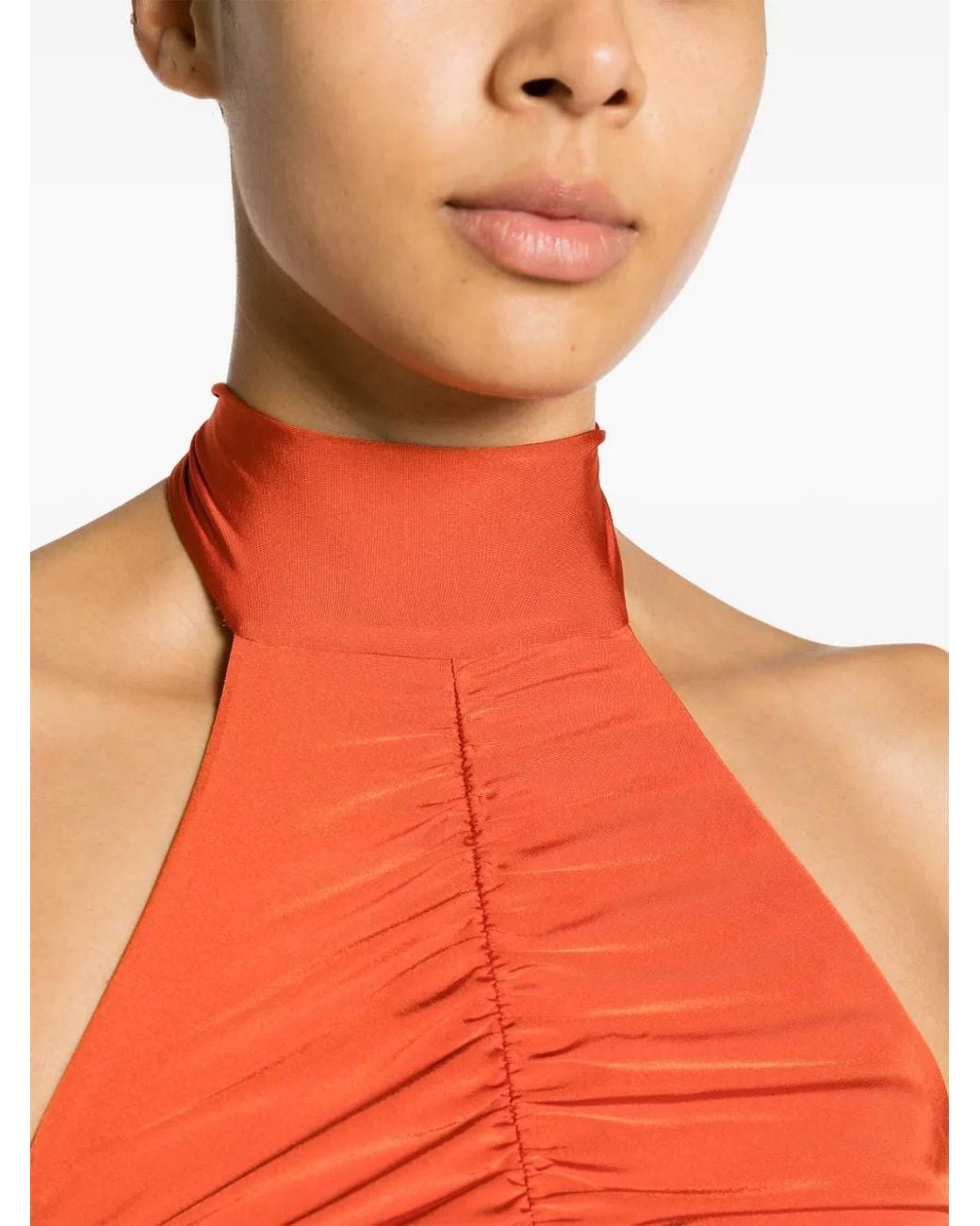 Noire Swimwear Orange Robe Coute Froncée À Dos-Nu