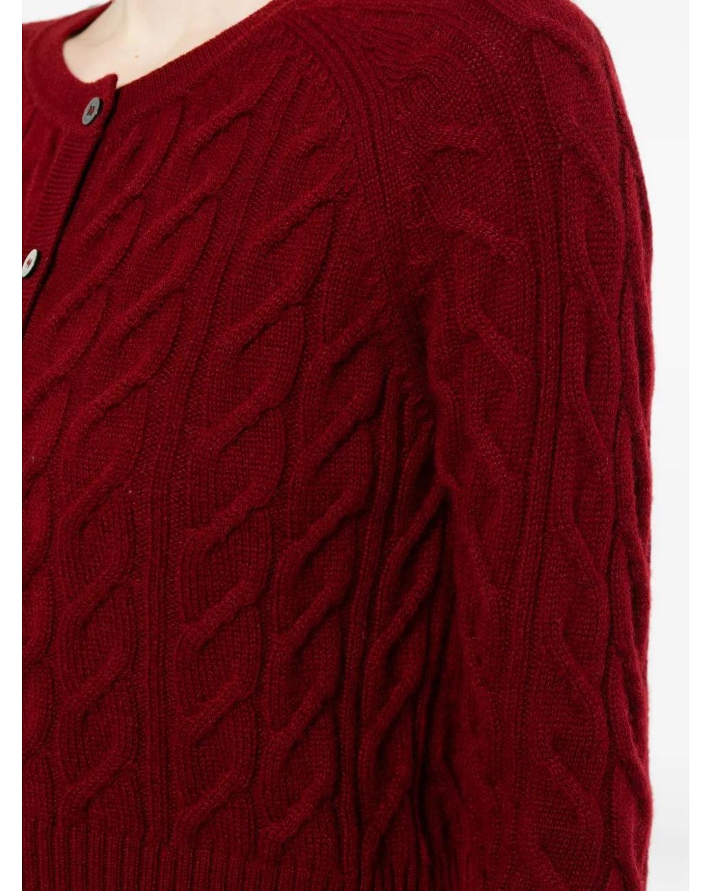 N.Peal Cashmere Red Myla Cable-Knit Cardigan