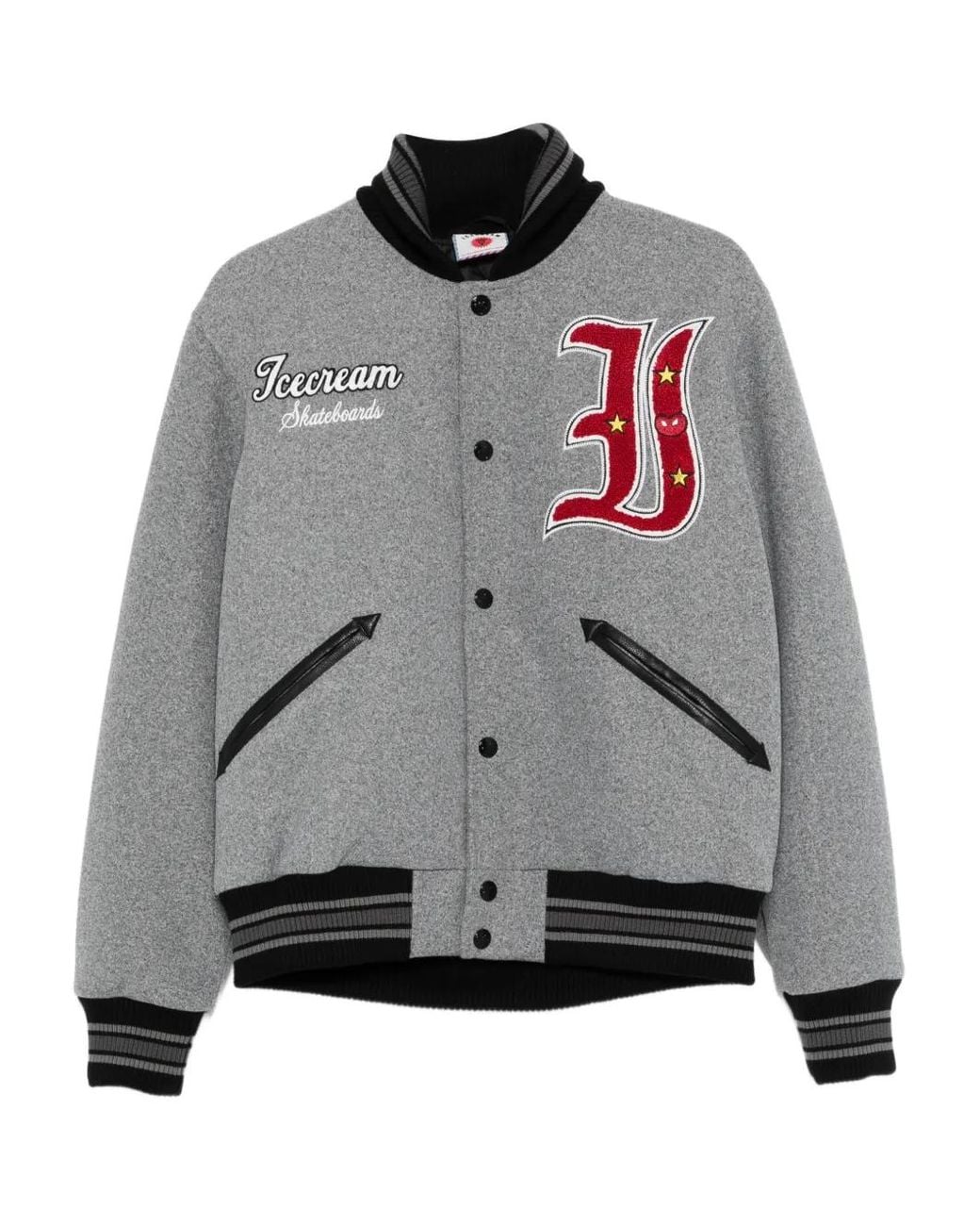 ICECREAM Gray Logo-Appliqué Bomber Jacket for men