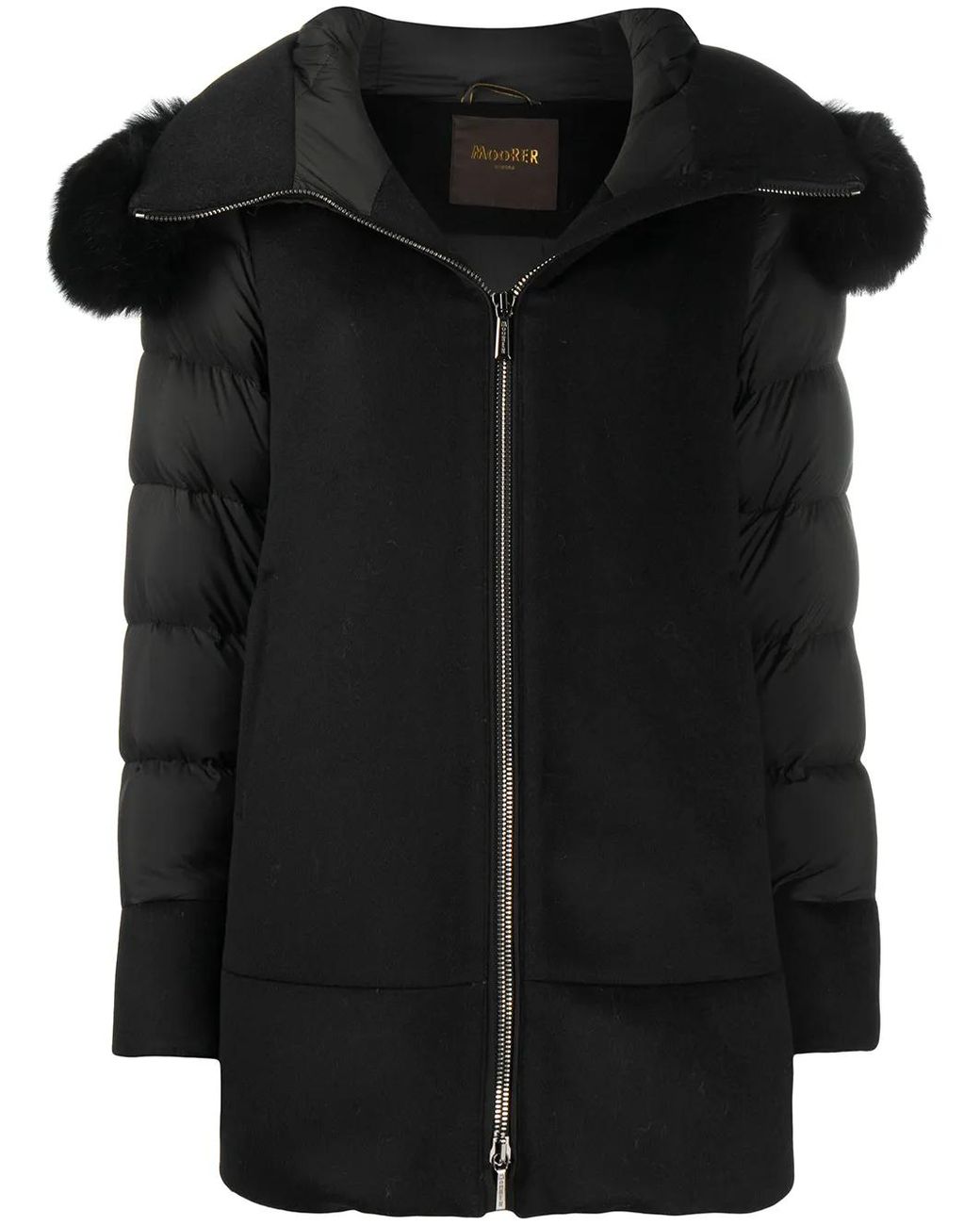 Moorer Black Zip-Front Padded Coat