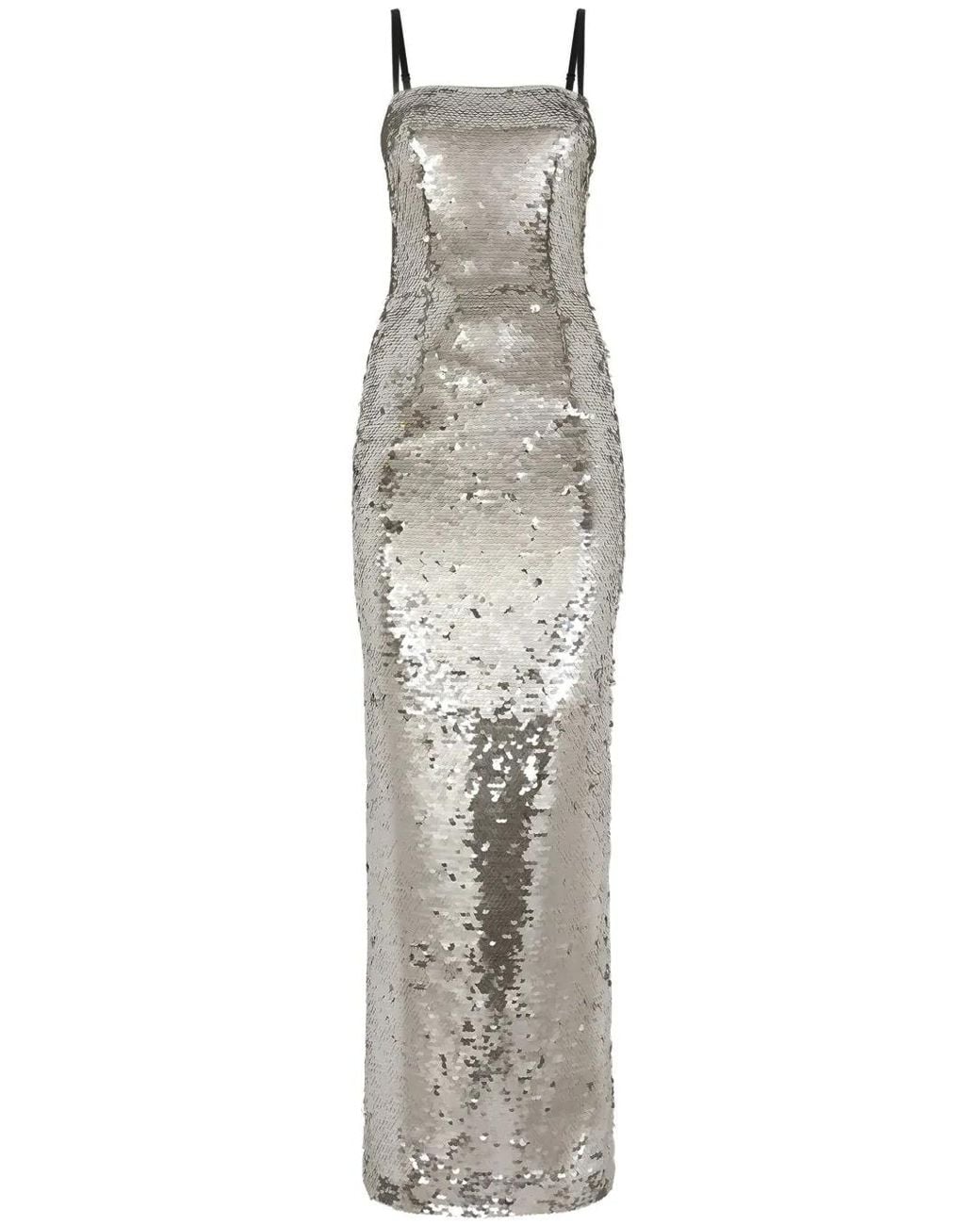 Dolce & Gabbana Gray Long Sequined Dress