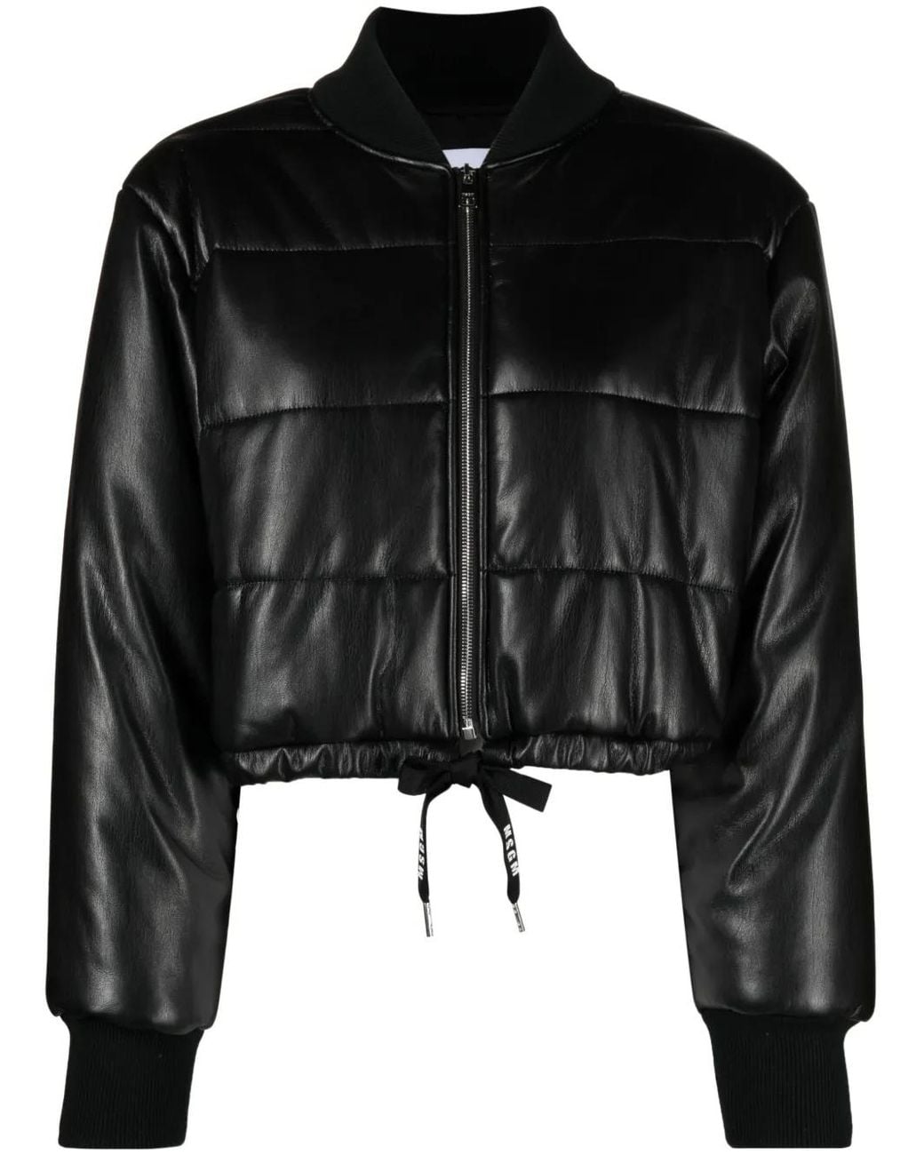 MSGM Black Gefütterte Jacke Mit Glanzoptik