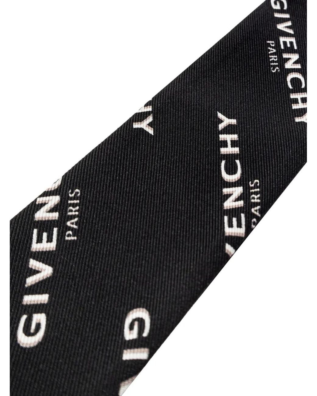 Givenchy Black Logo-Pattern Silk Scarf