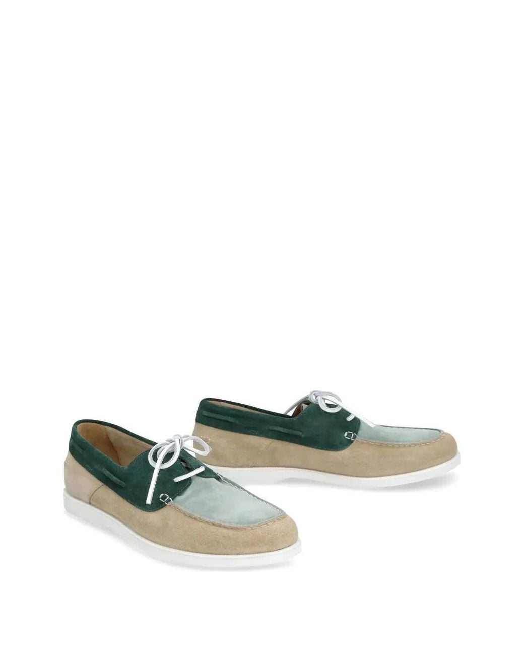 Doucal's Green Suede Panelled Brogues for men