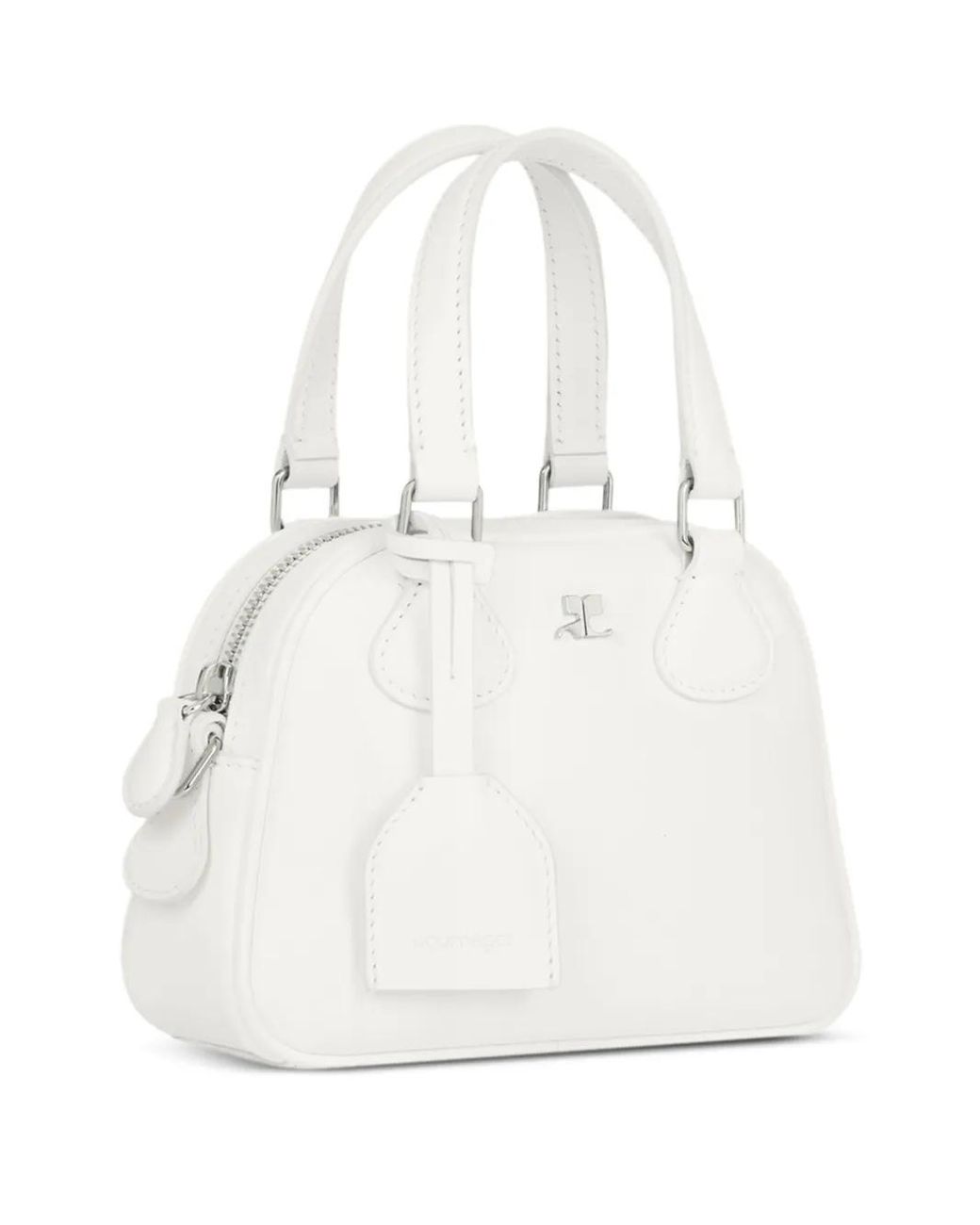 Courreges White Mini Ac Stud Tote Bag
