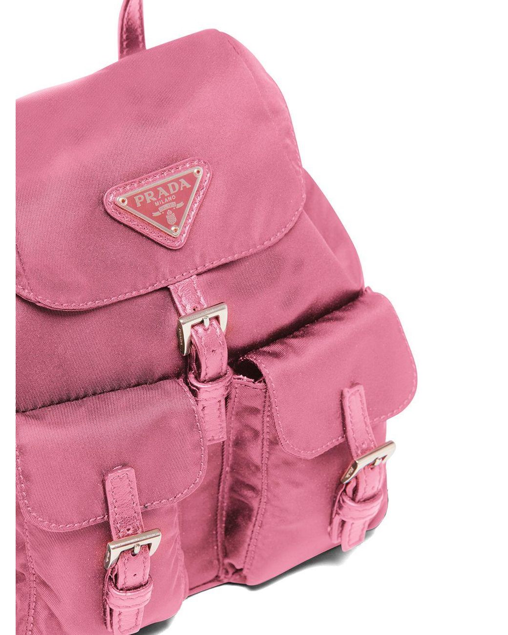 Prada Mini Logo-plaque Backpack in Pink | Lyst