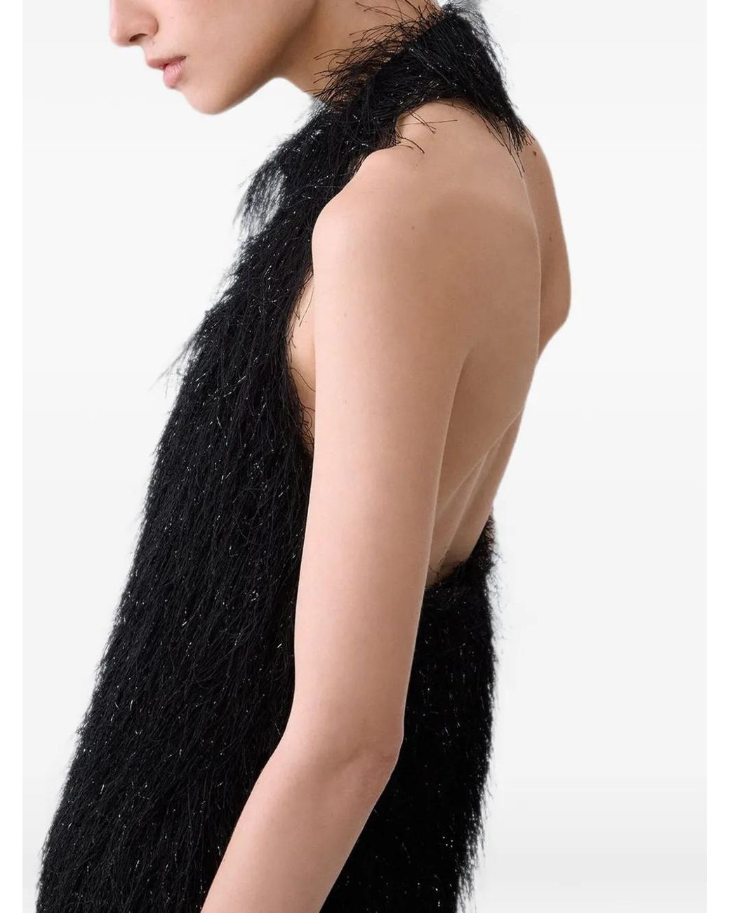 Liu Jo Black Short Dress With Frayed Fabric