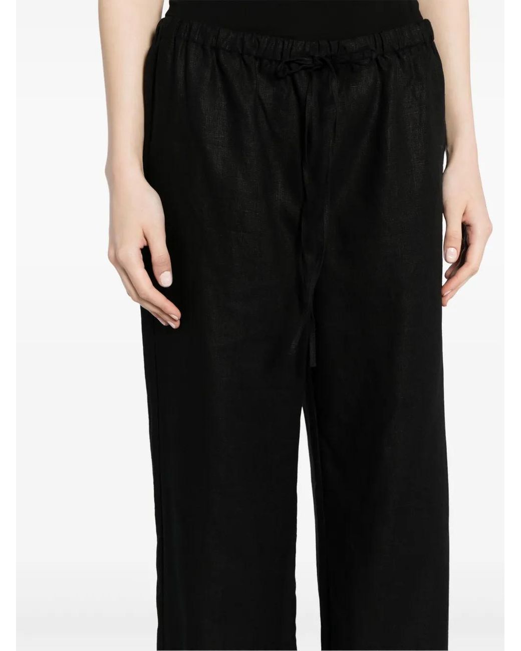Reformation Black Olina Linen Trousers
