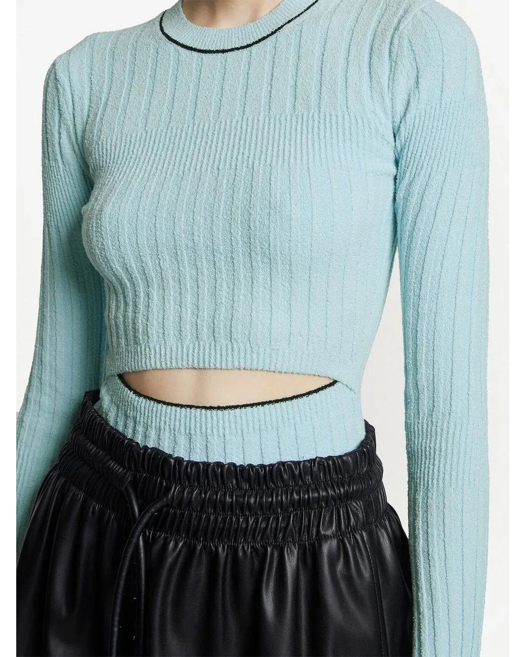 Proenza Schouler Blue Cut-Out Bouclé Knitted Top