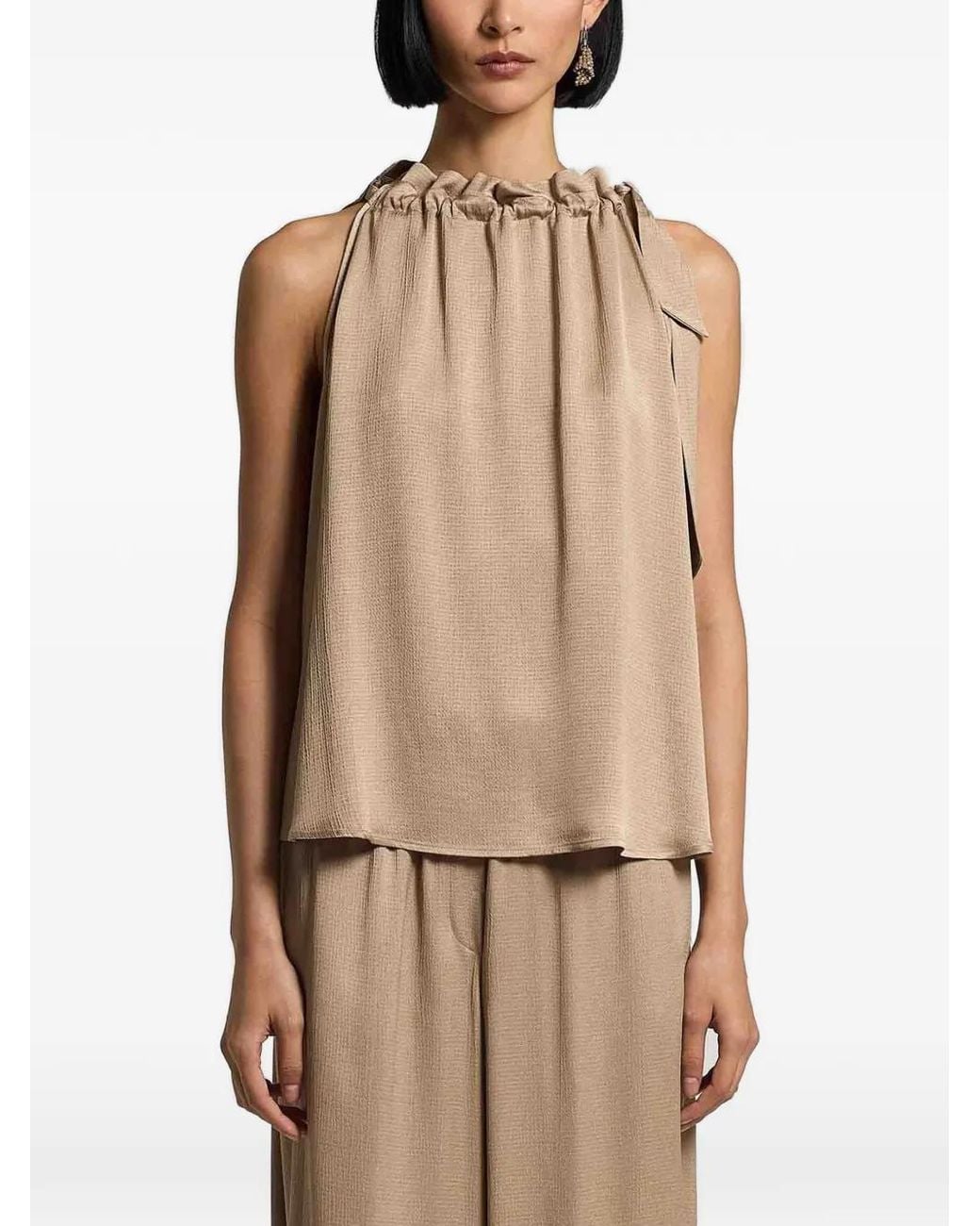 Peserico Natural Ruched-Detail Top