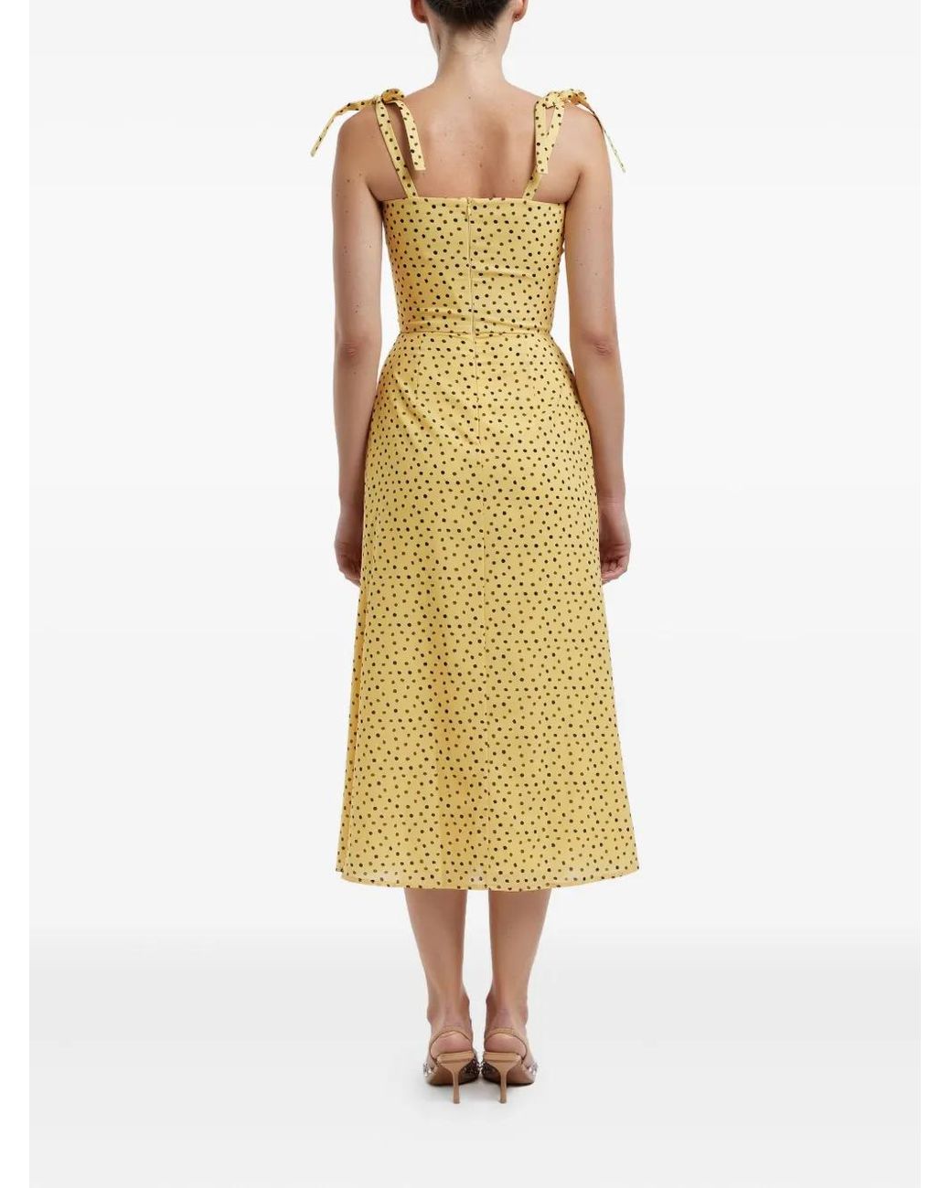 POST MERIDIEM Yellow Flowy Slit Midi Dress