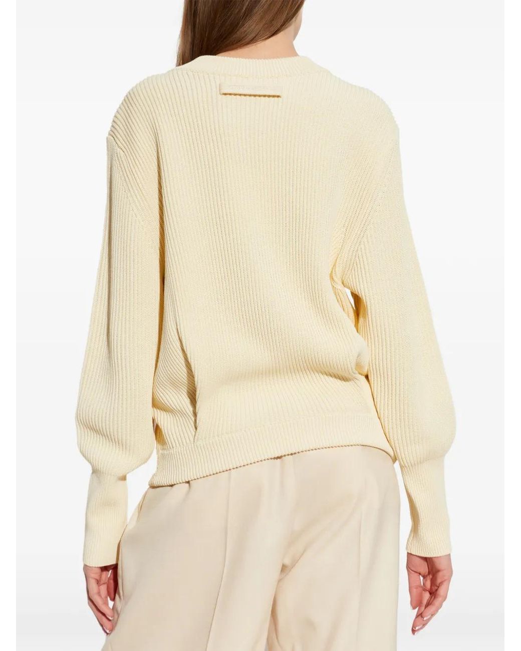 Victoria Beckham White Ribbed Relaxed-Fit Jumper