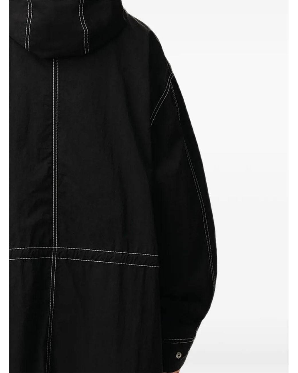 AMI Black Crinkled Long Parka