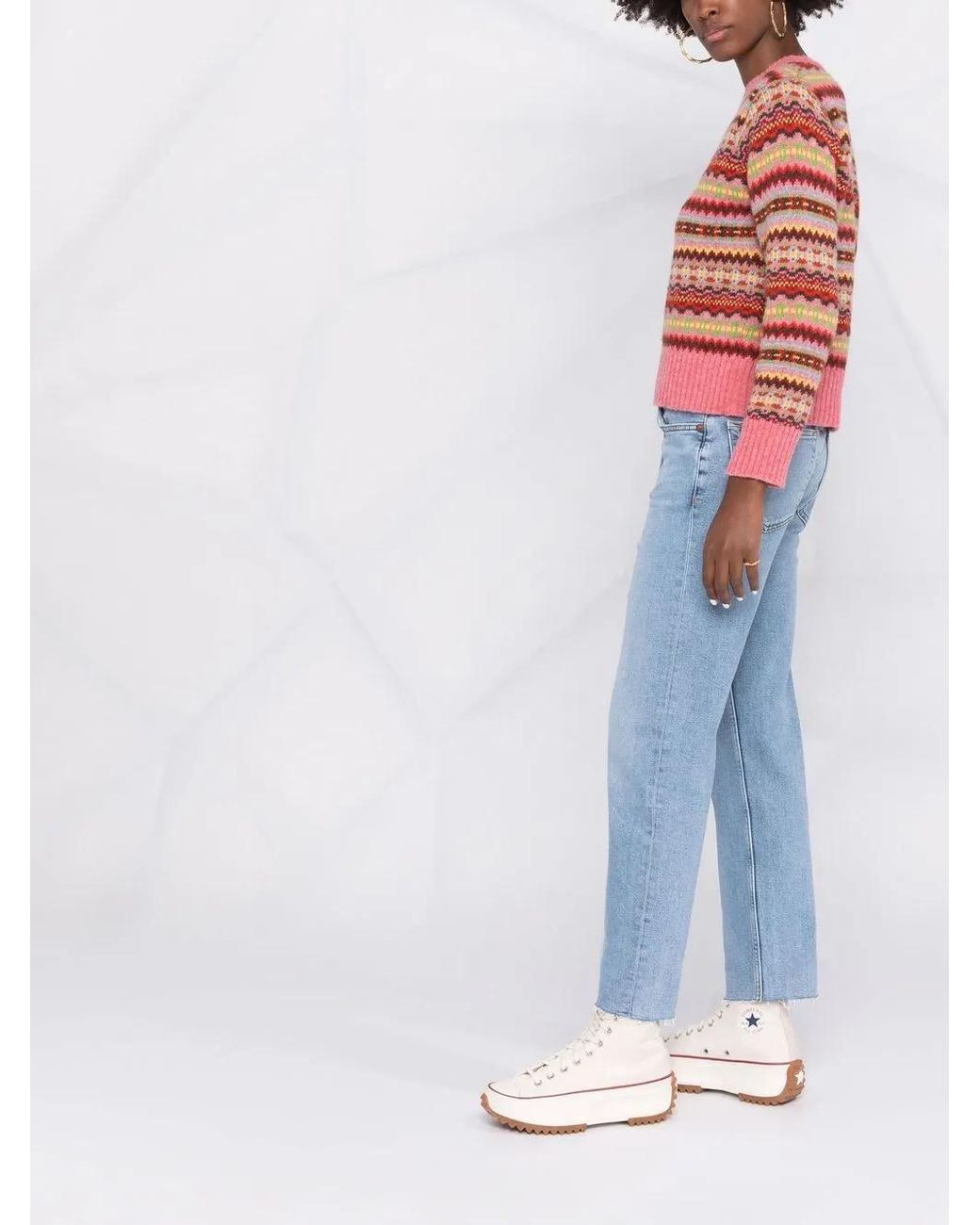 Re/done Blue Mid-Rise Straight Leg Jeans