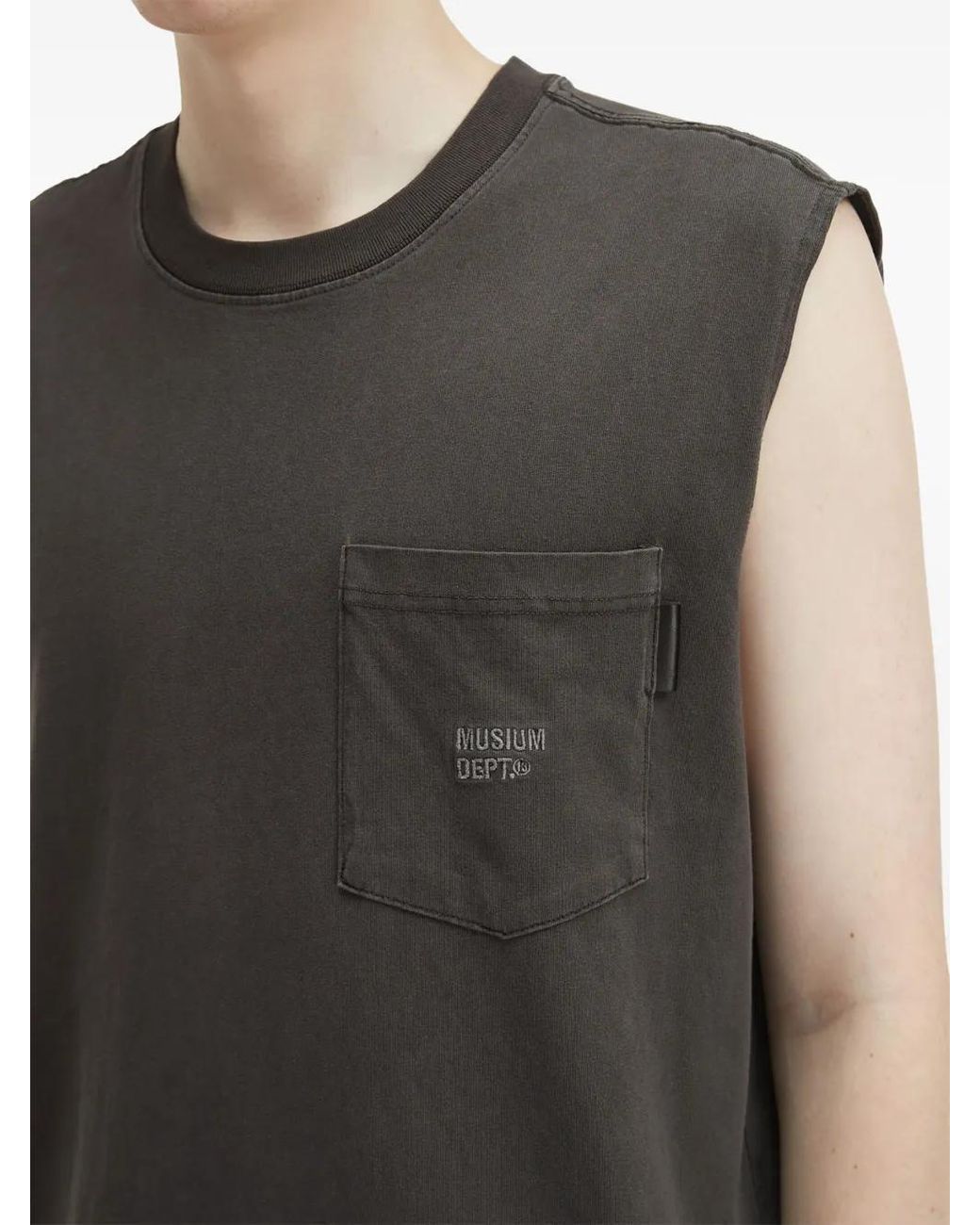 Musium Div. Black Sleeveless Pocket T-Shirt for men