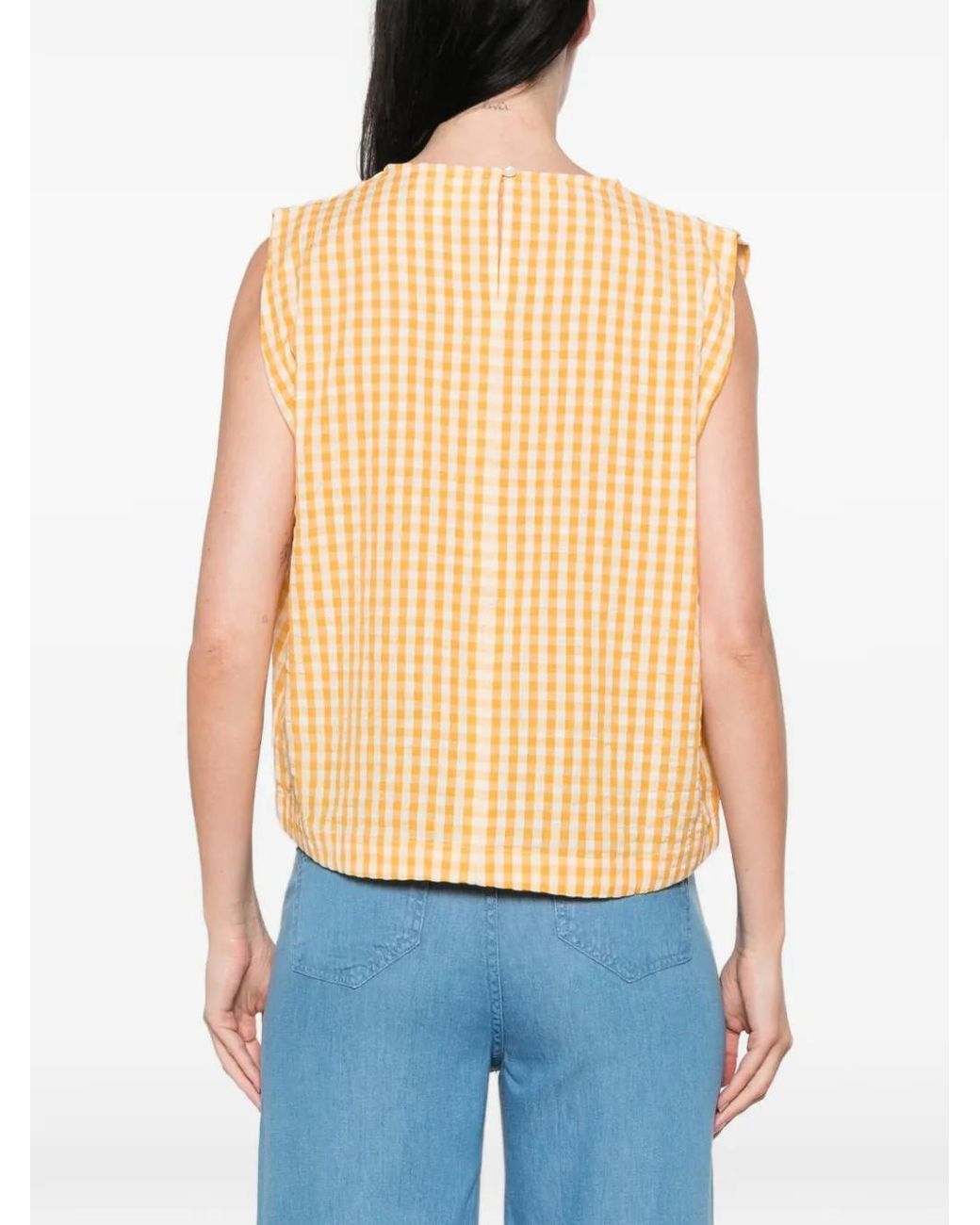 MAISON 123 Blue Doree Gingham Sleeveless Top