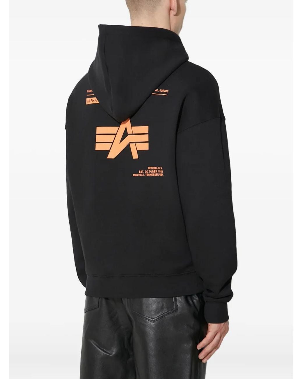 Alpha Industries Black Logo Backprint Hoodie for men