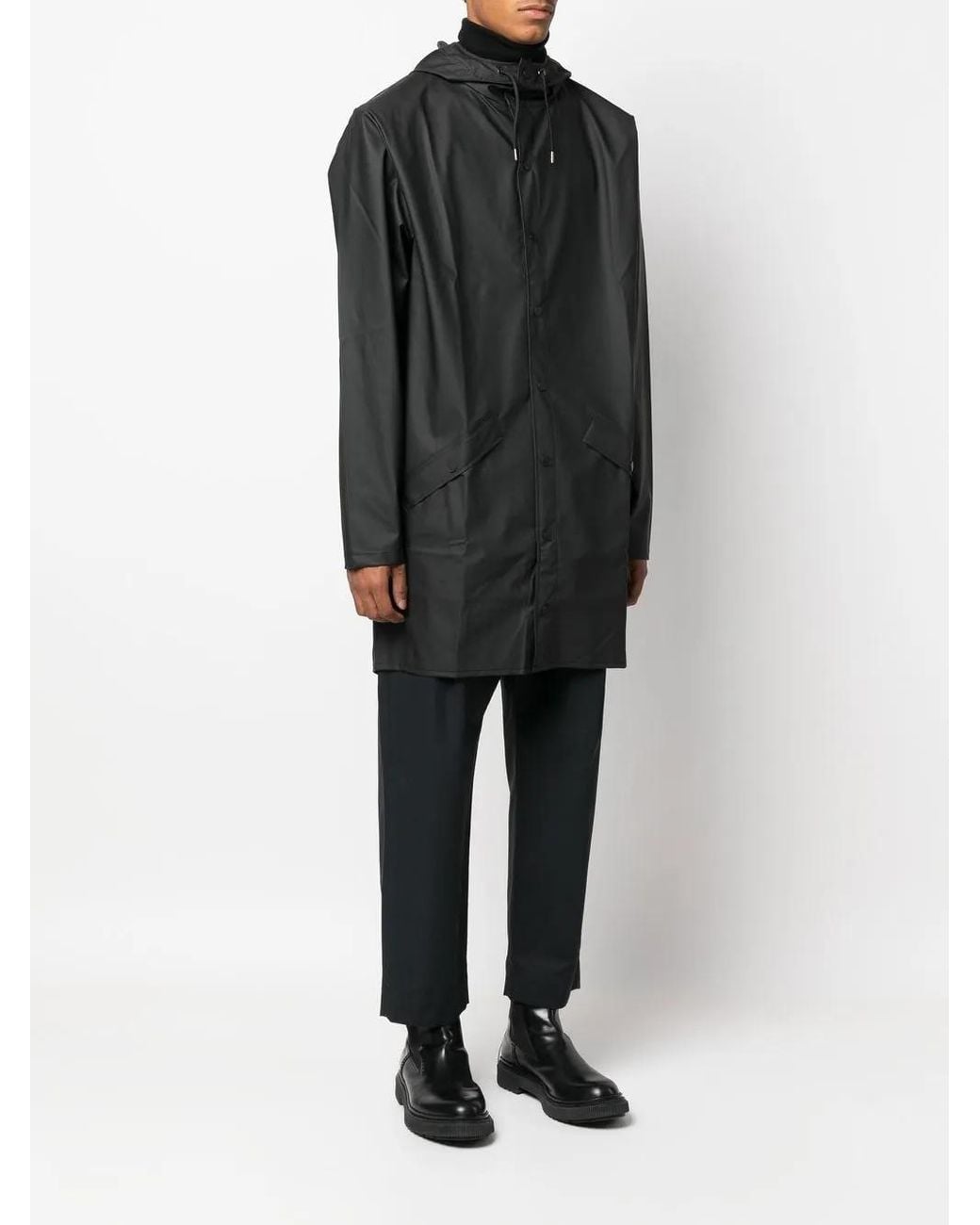 Rains Gray Drawstring Hood Raincoat