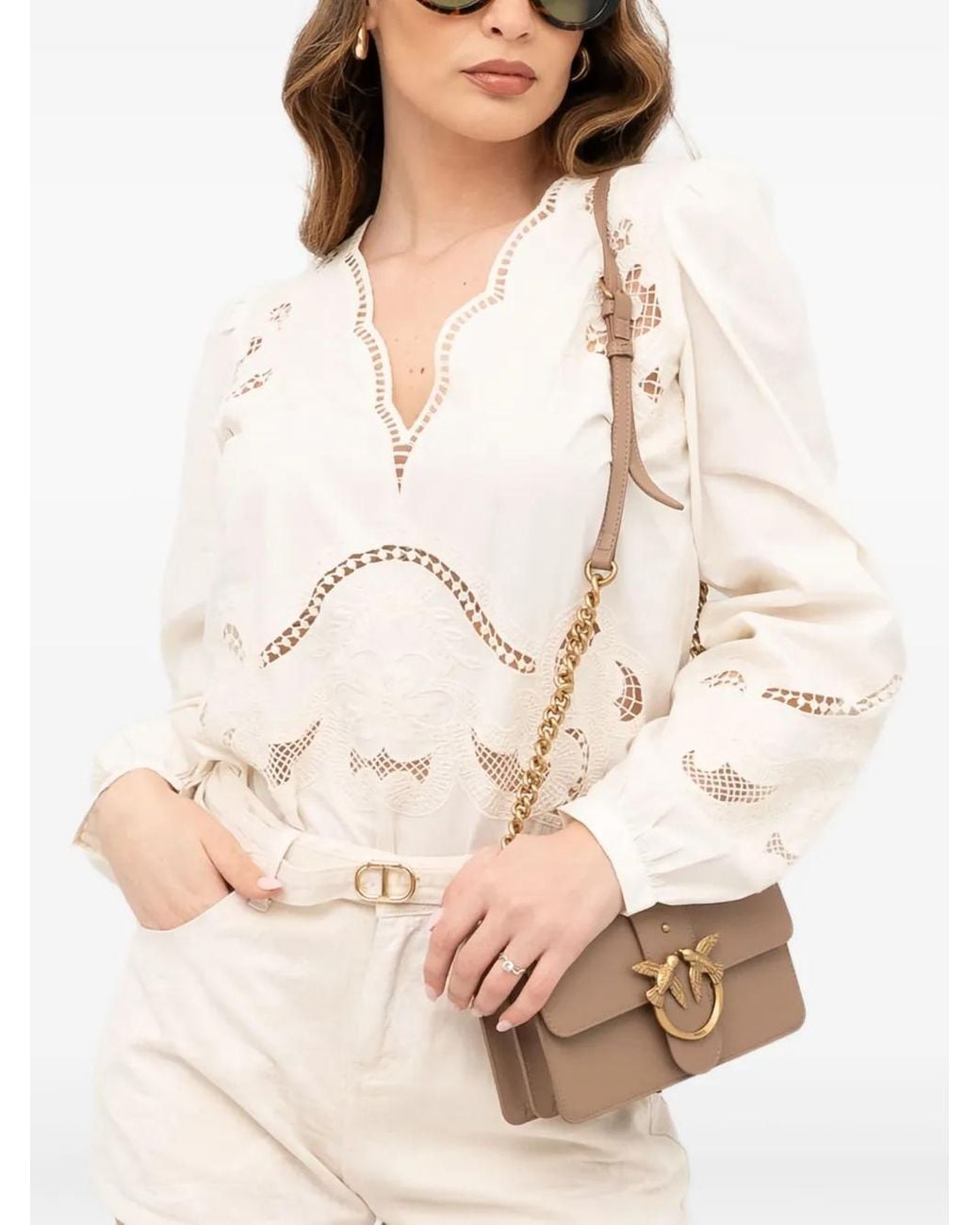 Twinset Natural Embroidered Blouse