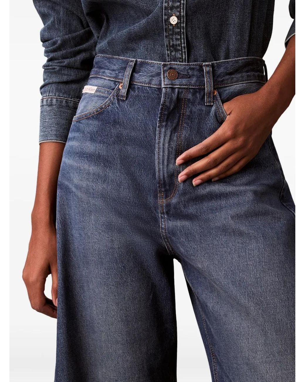 Calvin Klein Blue Logo-Plaque Jeans