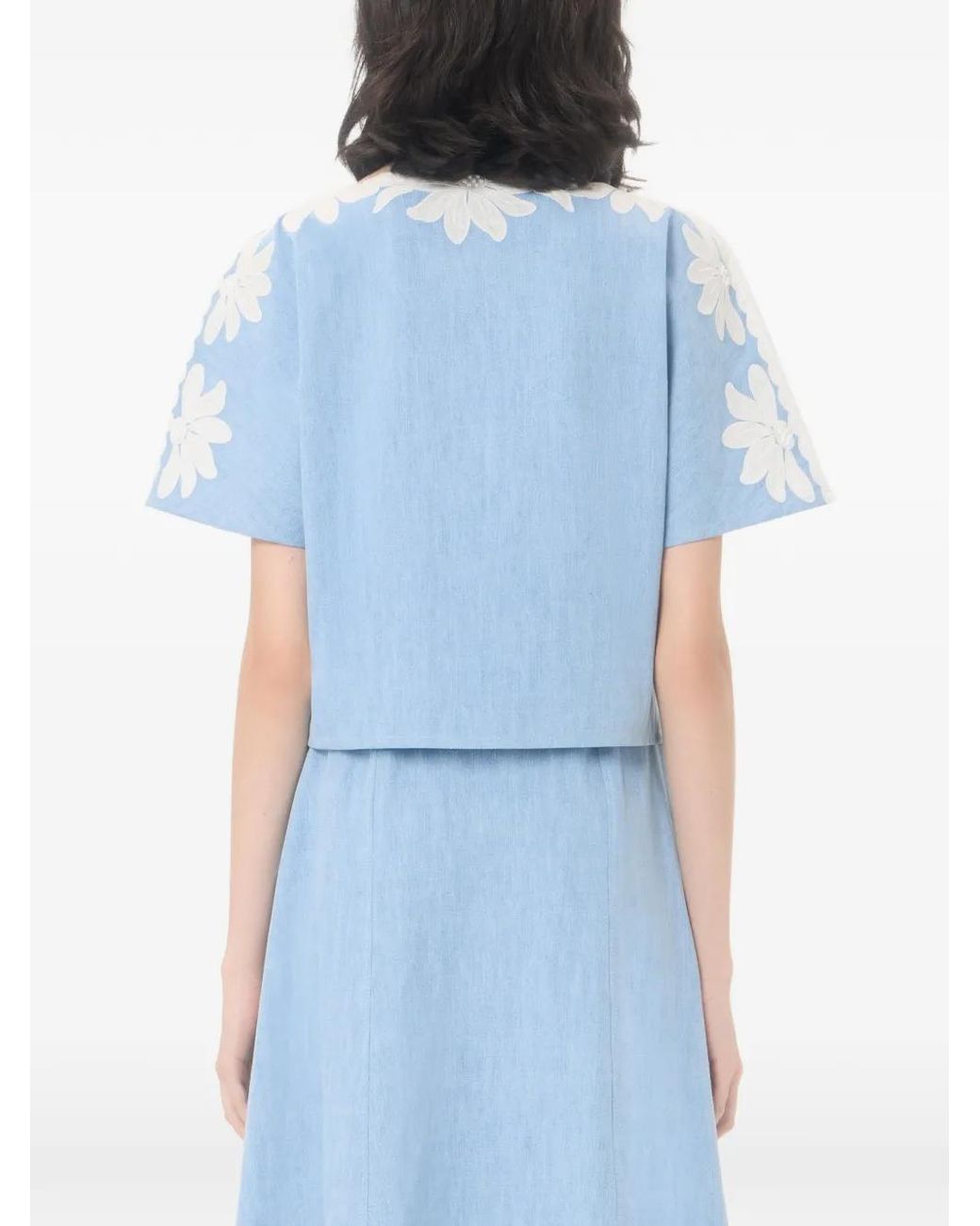 Valentino Garavani Blue Embroidered Denim Shirt