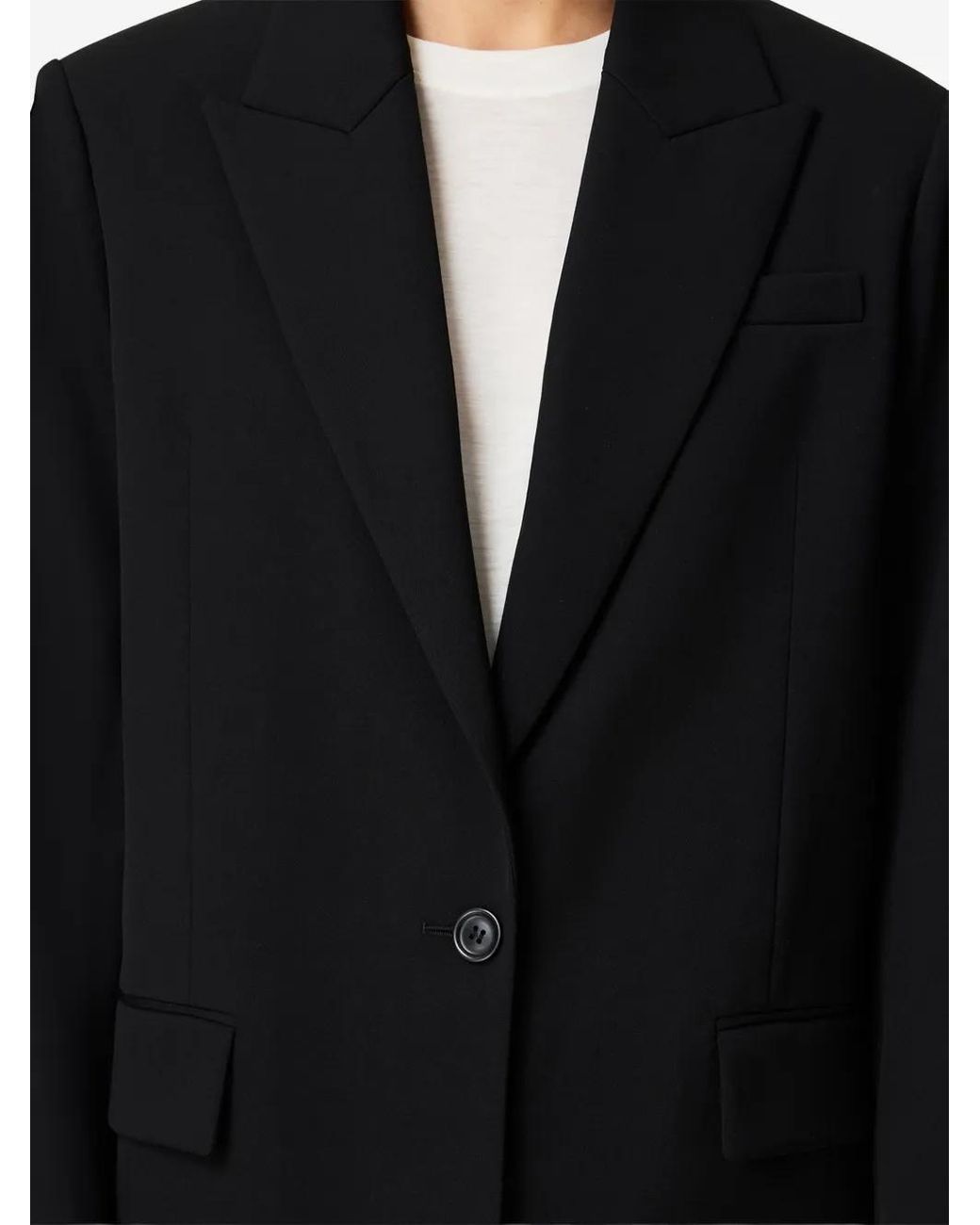 Another Tomorrow Black Oversized Peak-Lapel Blazer