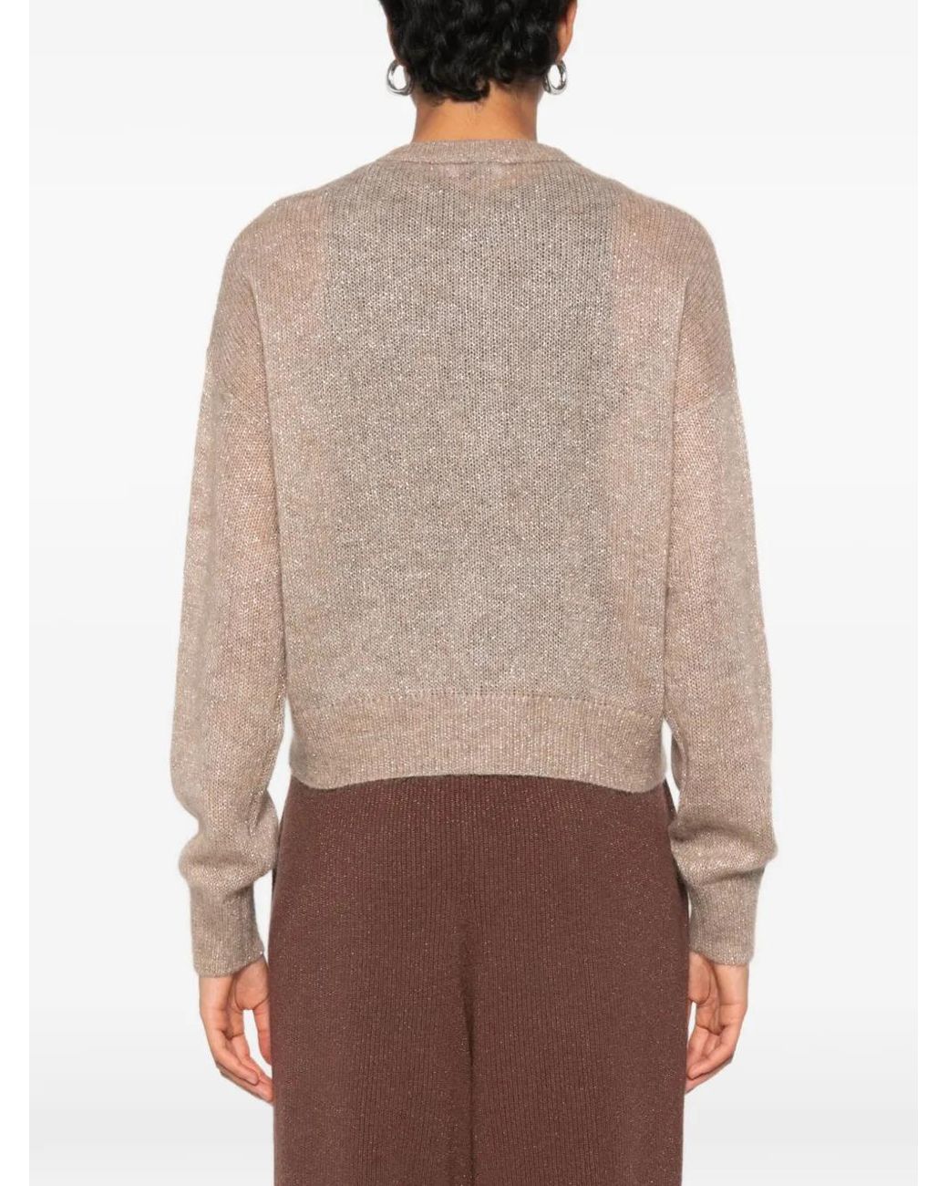 Brunello Cucinelli Natural Cardigan En Maille À Effet De Transparence