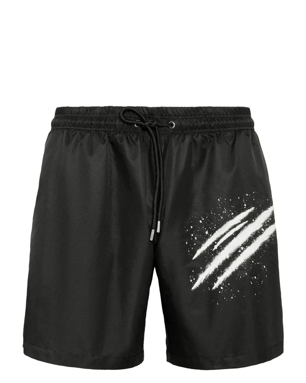 Philipp Plein Black Spray Logo Print Swim Shorts for men