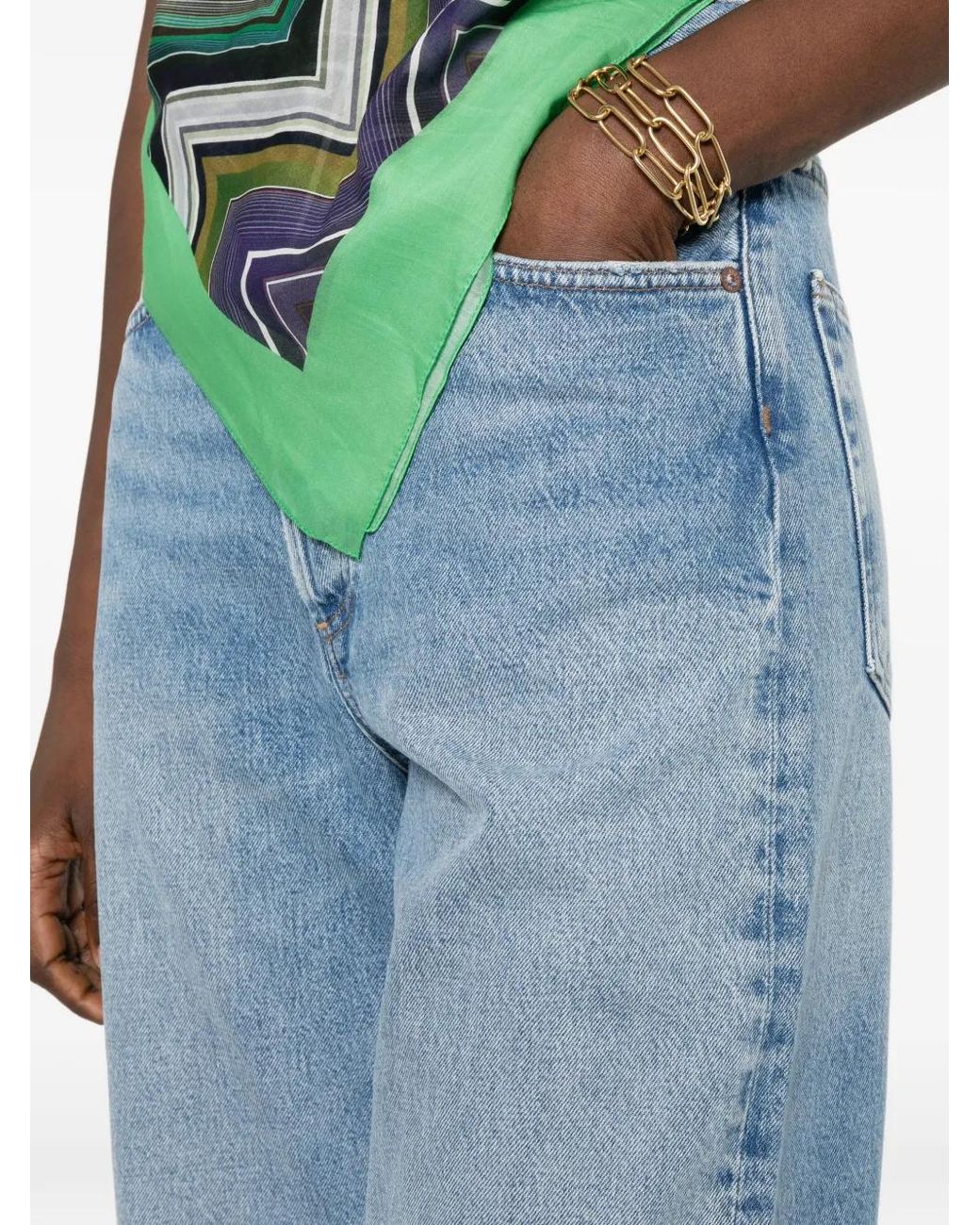 Agolde Blue Faded Wide-Leg Jeans