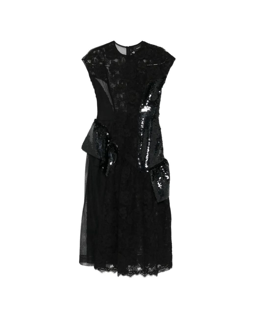 Simone Rocha Black Cap-Sleeve Midi Dress