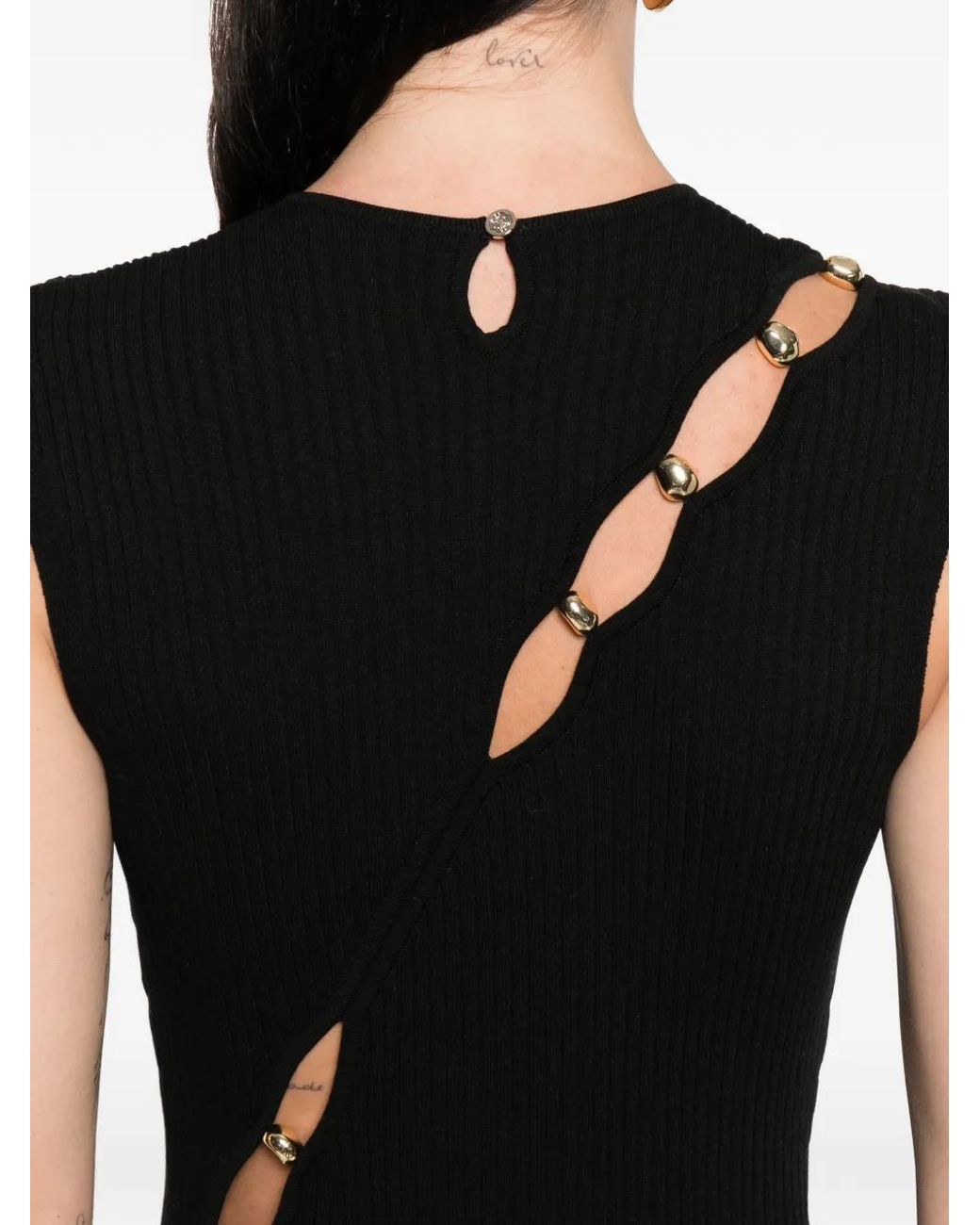 Maje Black Cutaway Rib Knit Maxi Dress
