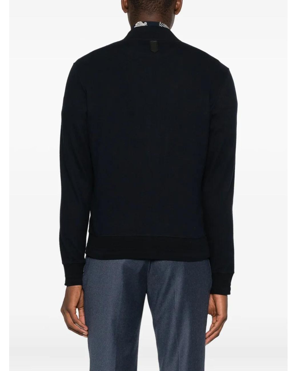 Canali Black Zip Cotton Jacket for men
