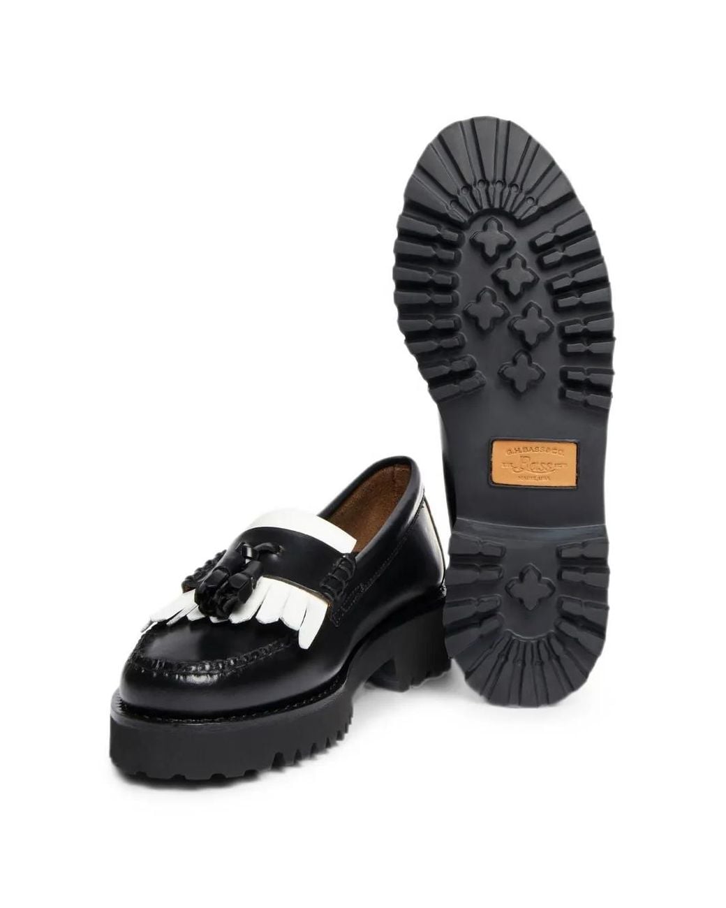 G.H.BASS Black Mocassins Weejuns 90S Esther Kiltie À Glands