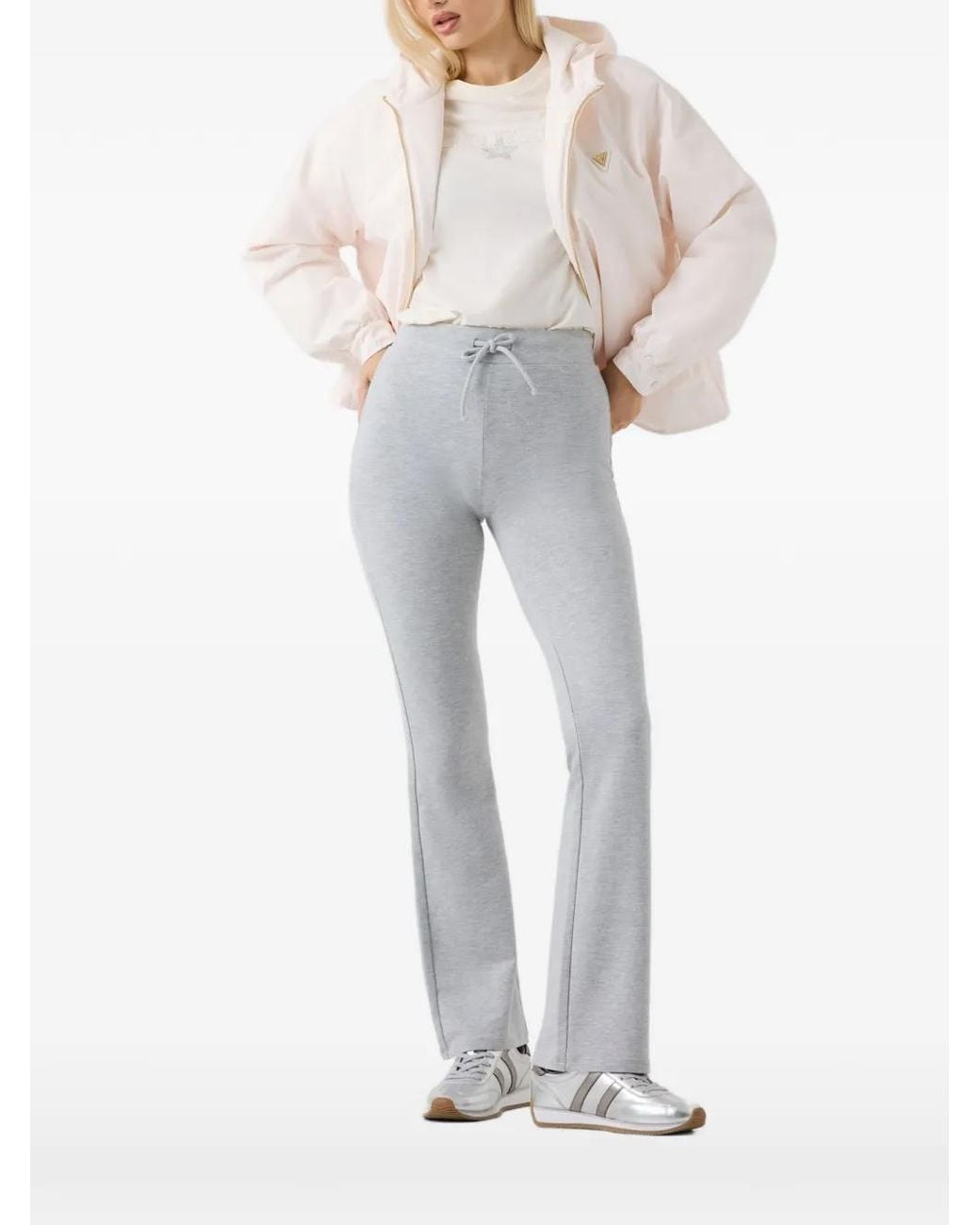 Guess White Logo-Plaque Zipped Jacket