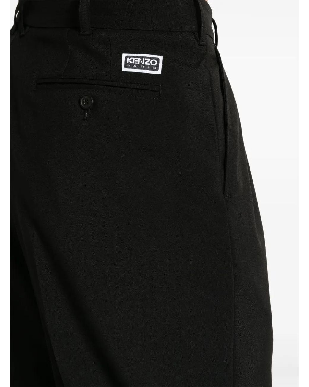 KENZO Black Pleated Tailored Pant Clothing for men