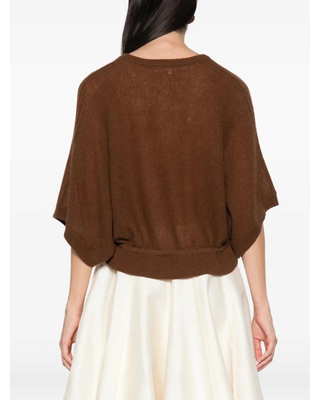 ABSOLUT CASHMERE Brown Jannah Drawstring-Waist V-Neck Sweater