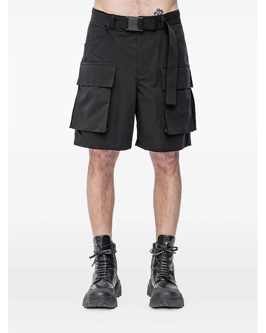 The Viridi-anne Black Water-Repellent Cargo Shorts for men