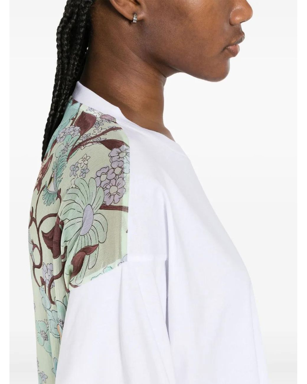 Stella McCartney White Floral-Print Panel T-Shirt