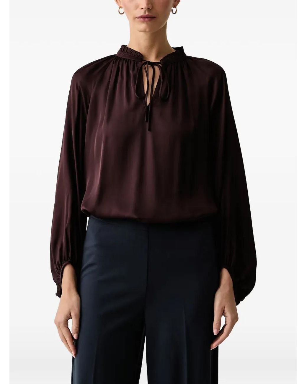 Marc O' Polo Black Ruffled Tie-Neck Blouse