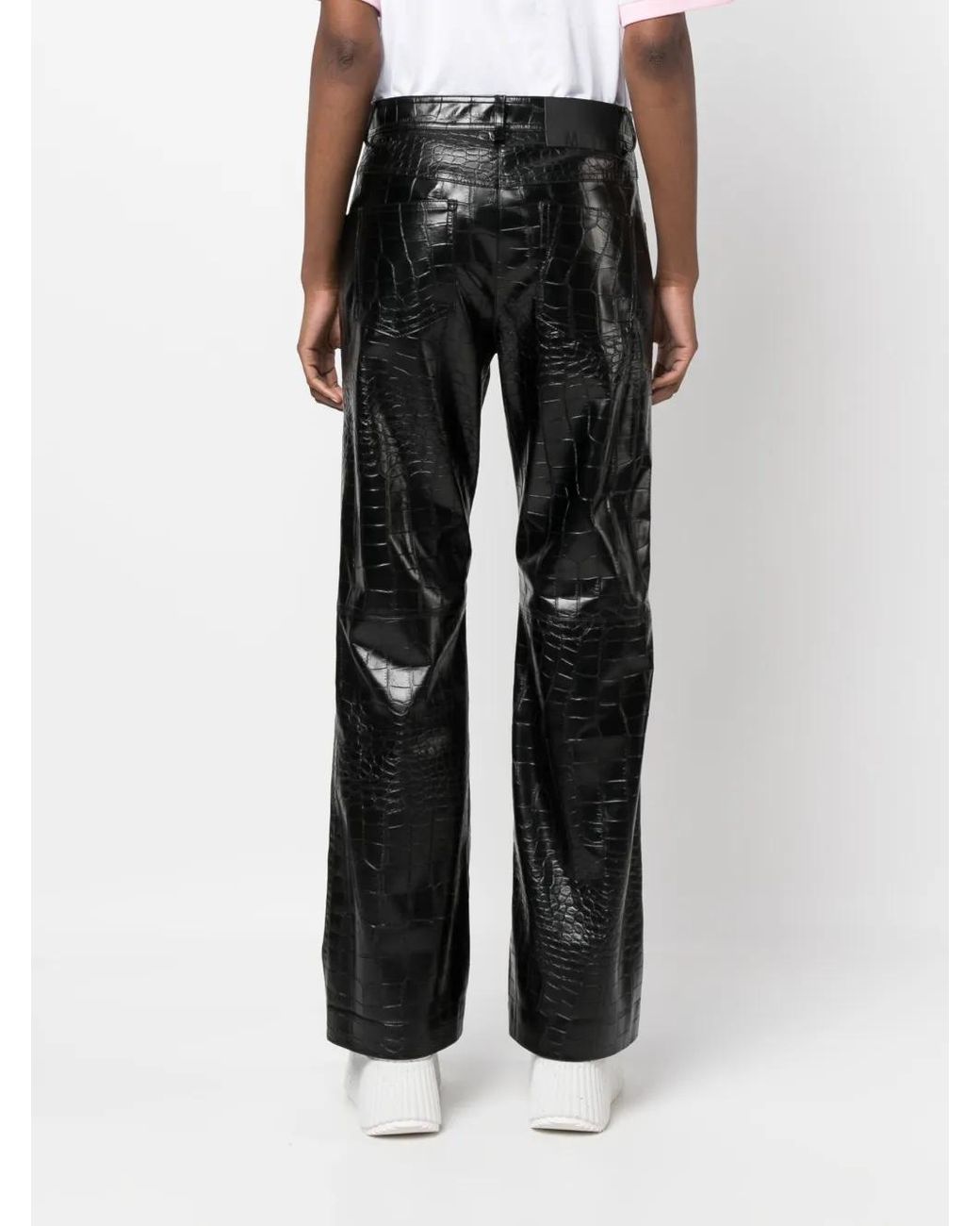 Pantalones Rectos Con Efecto De Piel De Cocodrilo MSGM de color Black