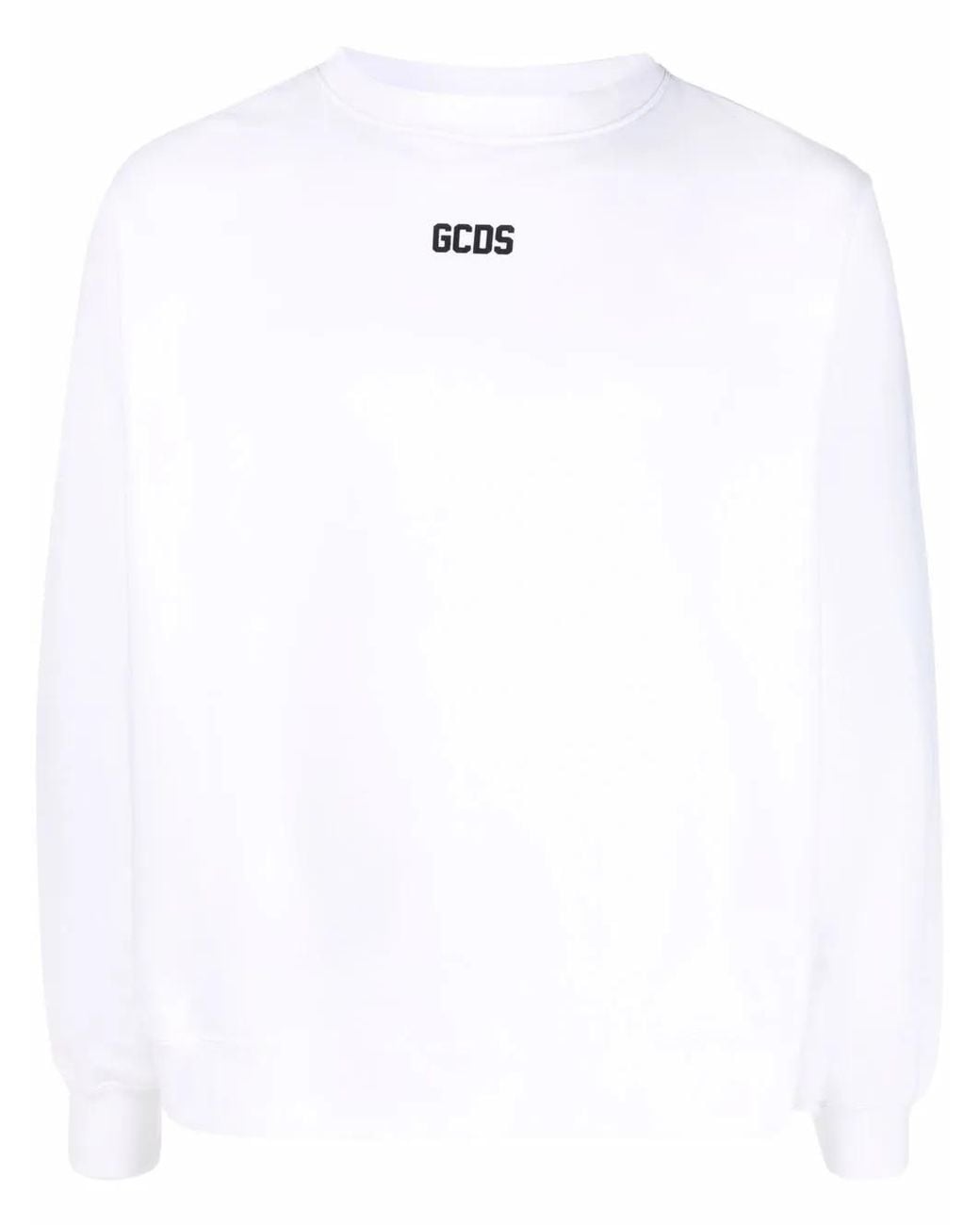 Gcds White Logo-Print Crew Neck Sweatshirt for men