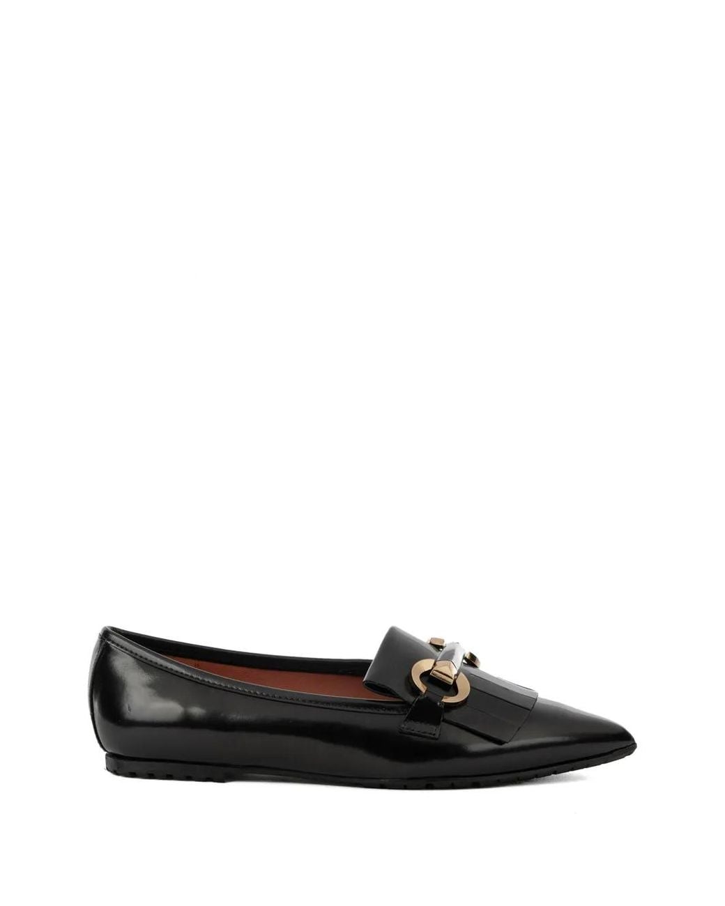Status White Fringe-Clamp Leather Ballet Flats