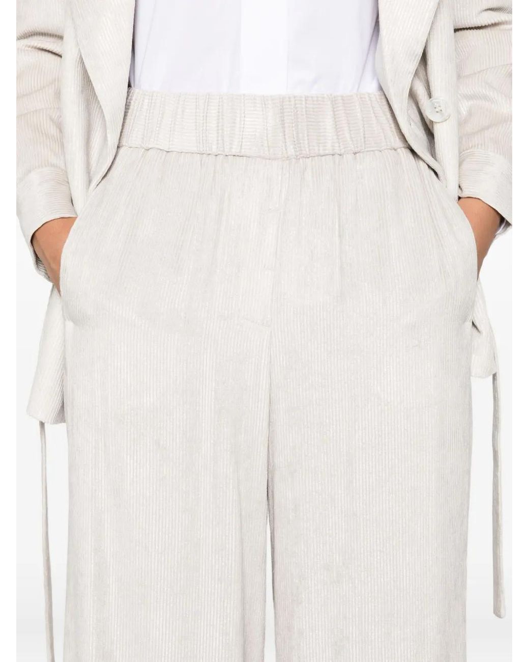 Peserico White Elastic-Waist Trousers