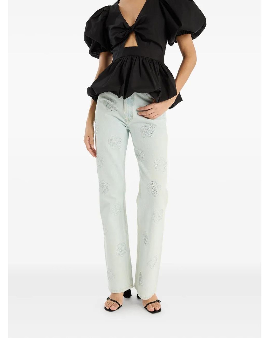 ROTATE BIRGER CHRISTENSEN Blue Stud-Embellished Jeans