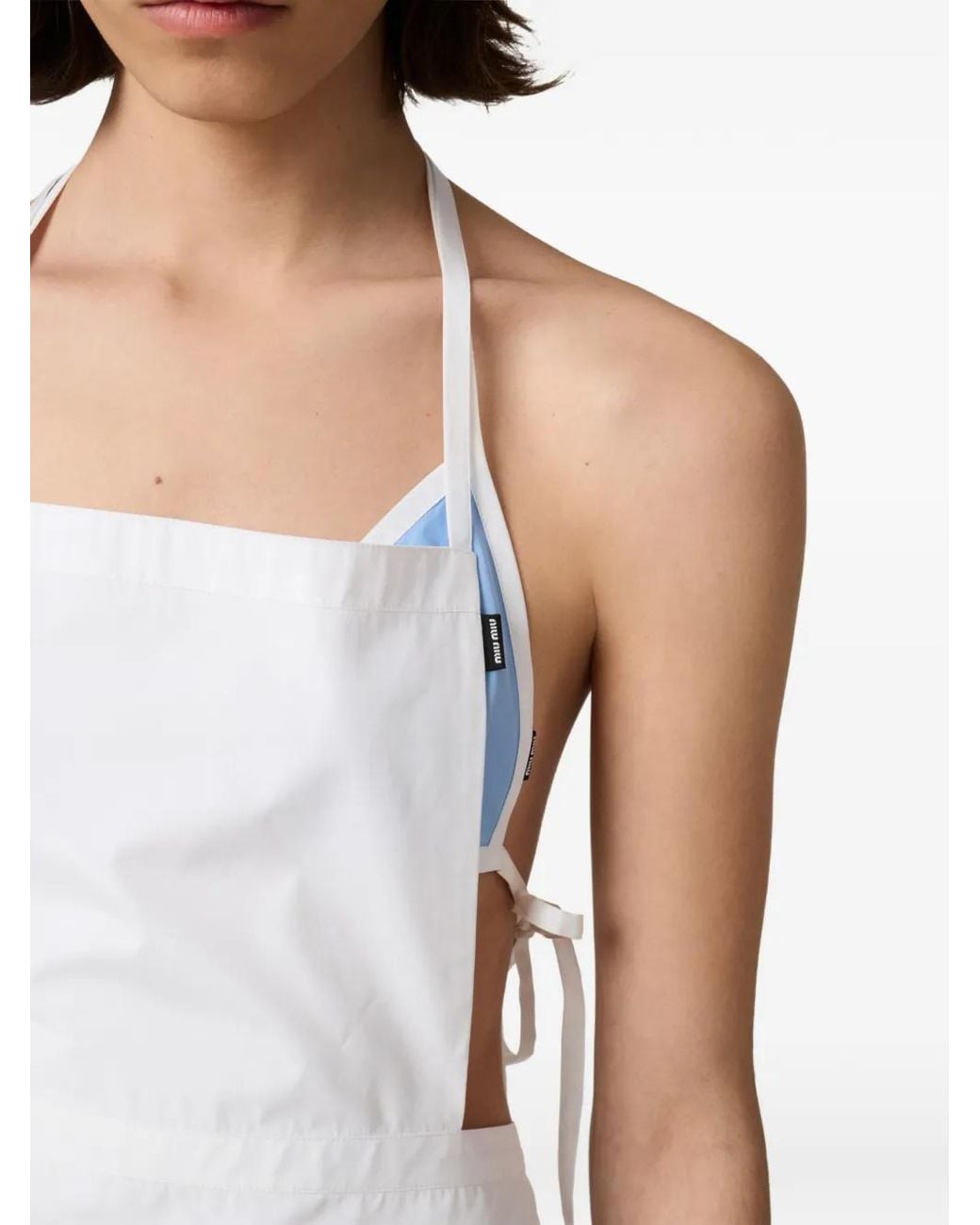 Miu Miu White Solid Halter Neck Mini Dress