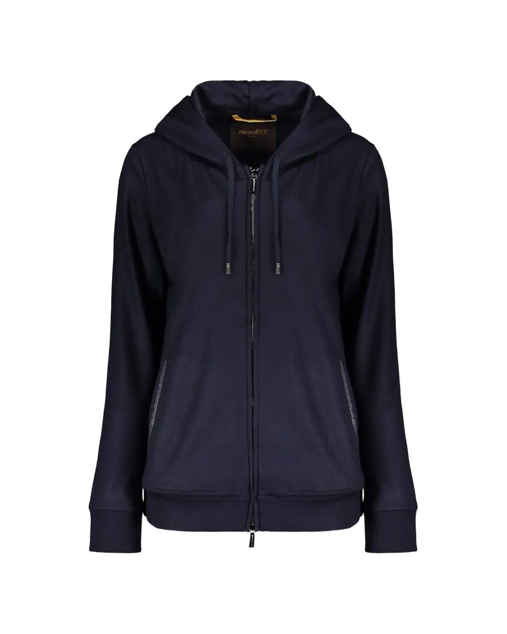 Moorer Blue Hoodie Zippé À Lien De Resserrage