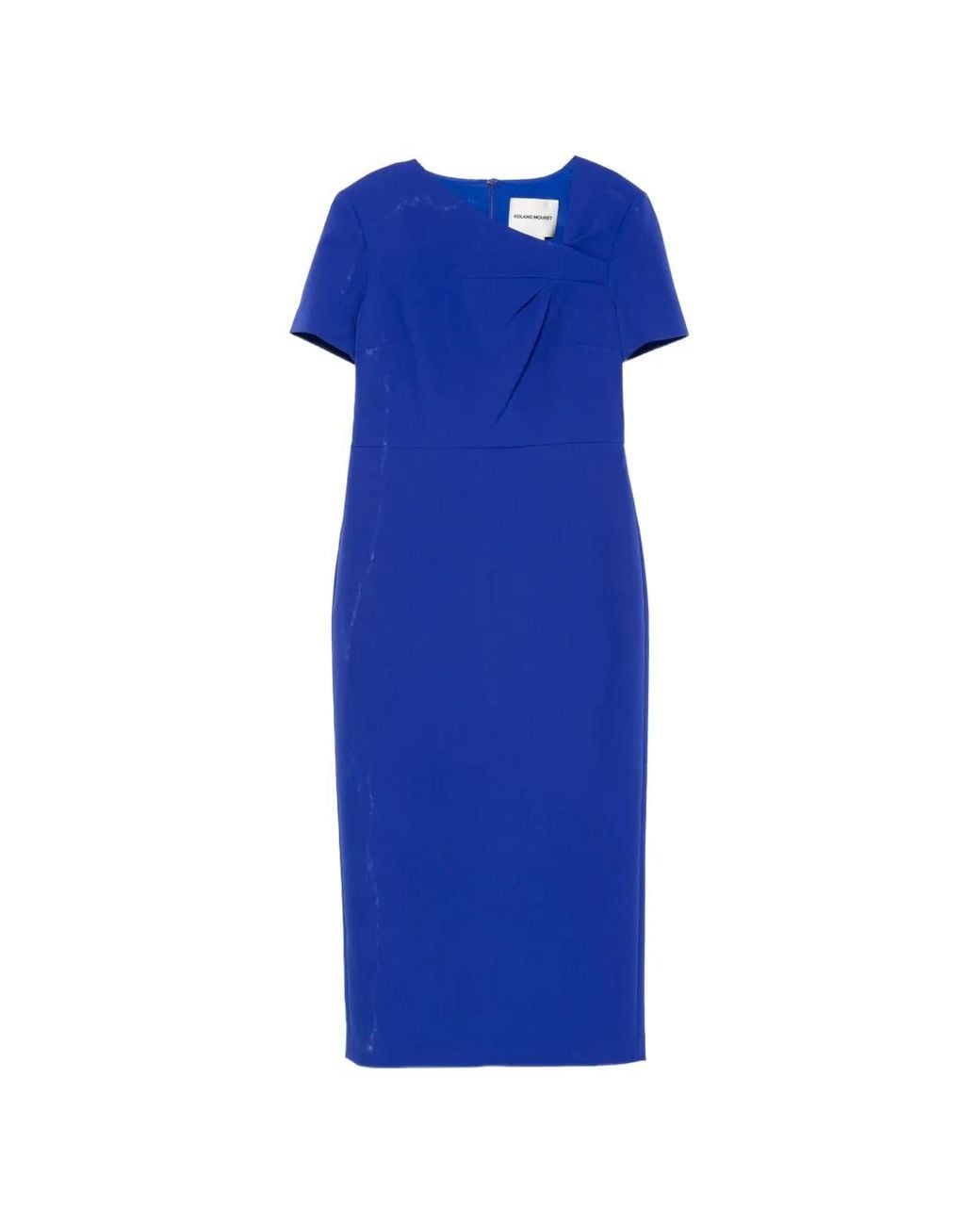 Roland Mouret Blue Asymmetric Pleated Midi Dress
