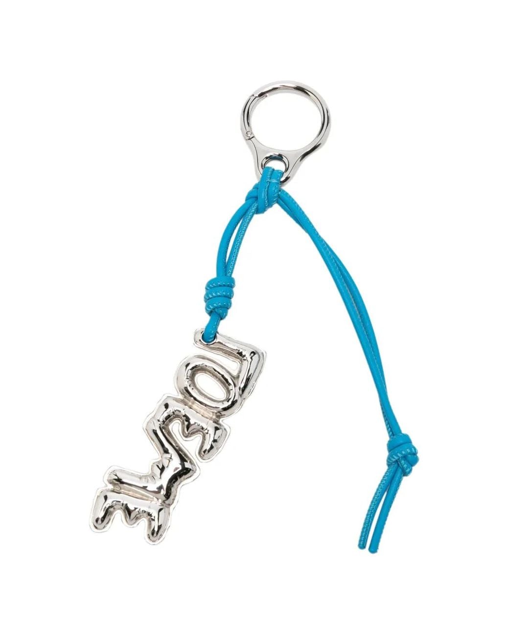 Loewe Blue Logo-Charm Knotted-Strap Keyring
